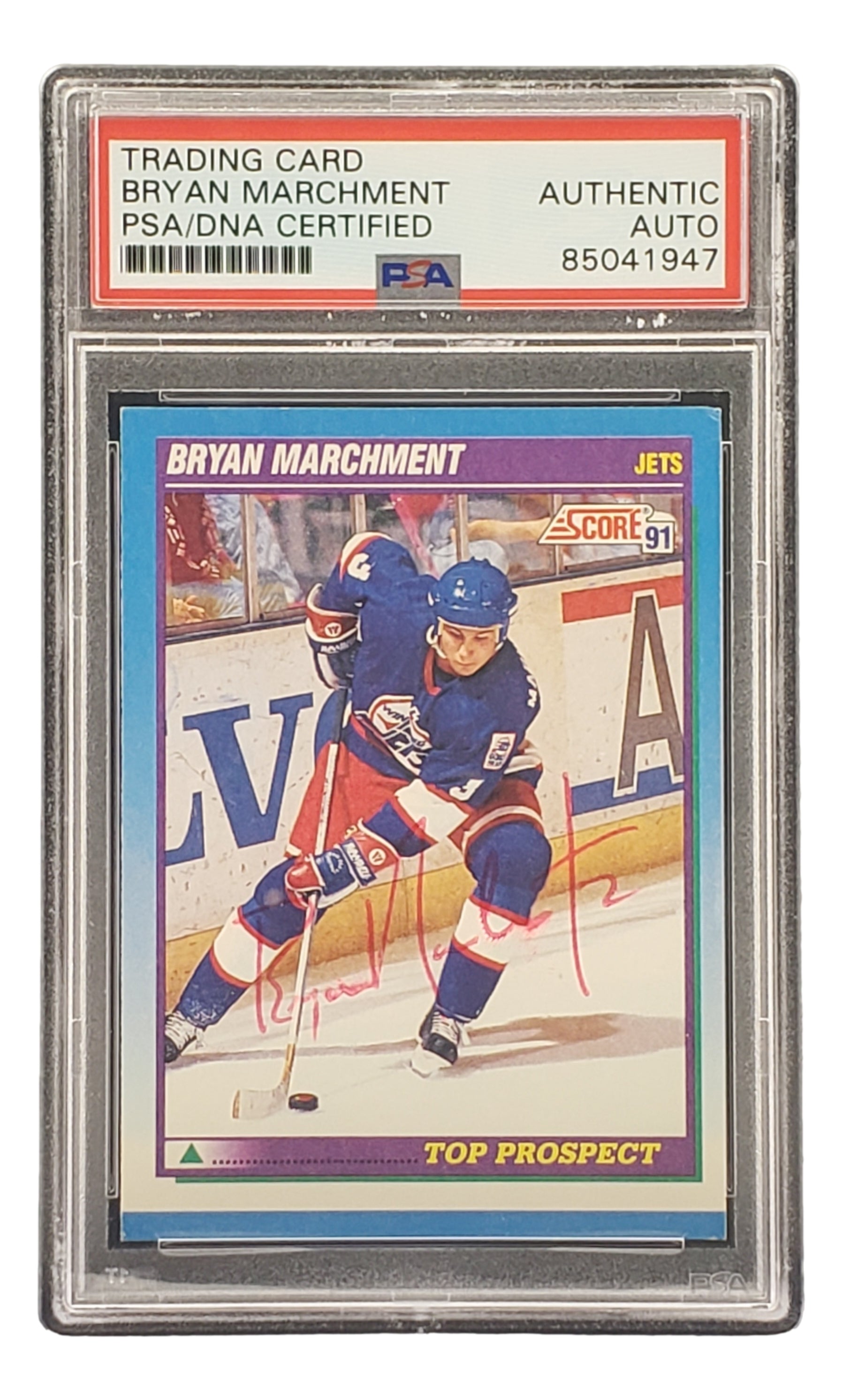Bryan Marchment Autographed 1991 Score #344 Winnipeg Jets Hockey Card PSA/DNA Certified - Perfect for NHL Memorabilia Collectors and Hockey Fans Display