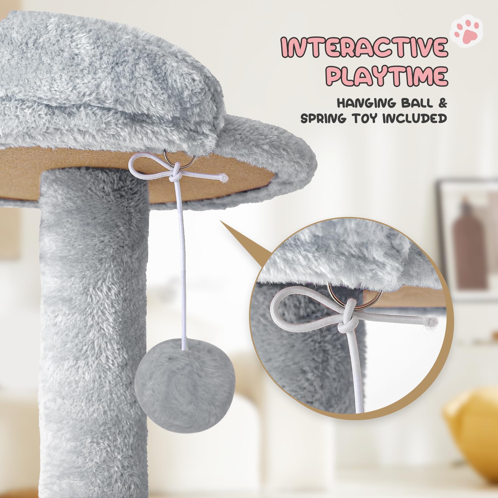 **MoNiBloom 70-Inch Tall Cat Tree Tower with 2 Condos & Scratching Posts - Sturdy Cat Climbing Tower for Indoor Cats, Light Grey - Perfect for Play, Rest & Scratching in Small Spaces**