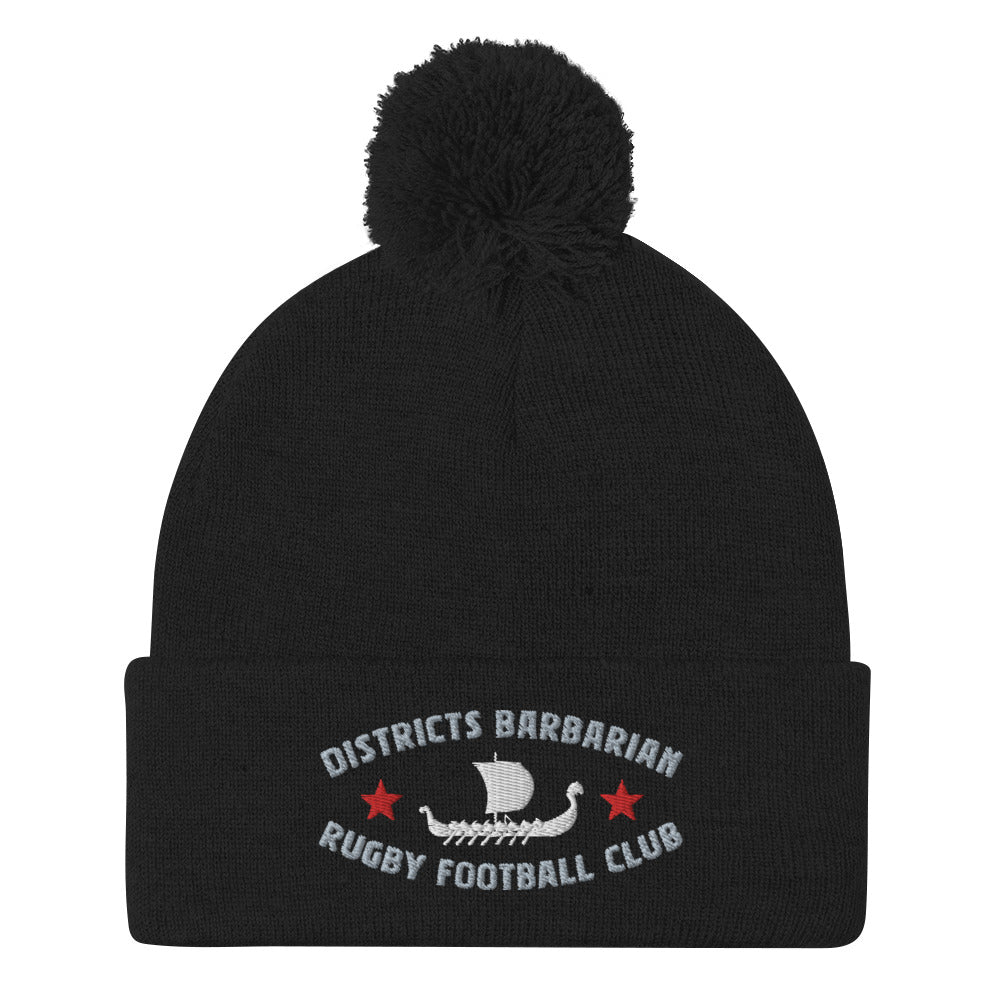 Districts Barbarian RFC Pom Pom Beanie - Warm Winter Knit Hat for Men & Women - Perfect for Football Games, Skiing, and Outdoor Activities