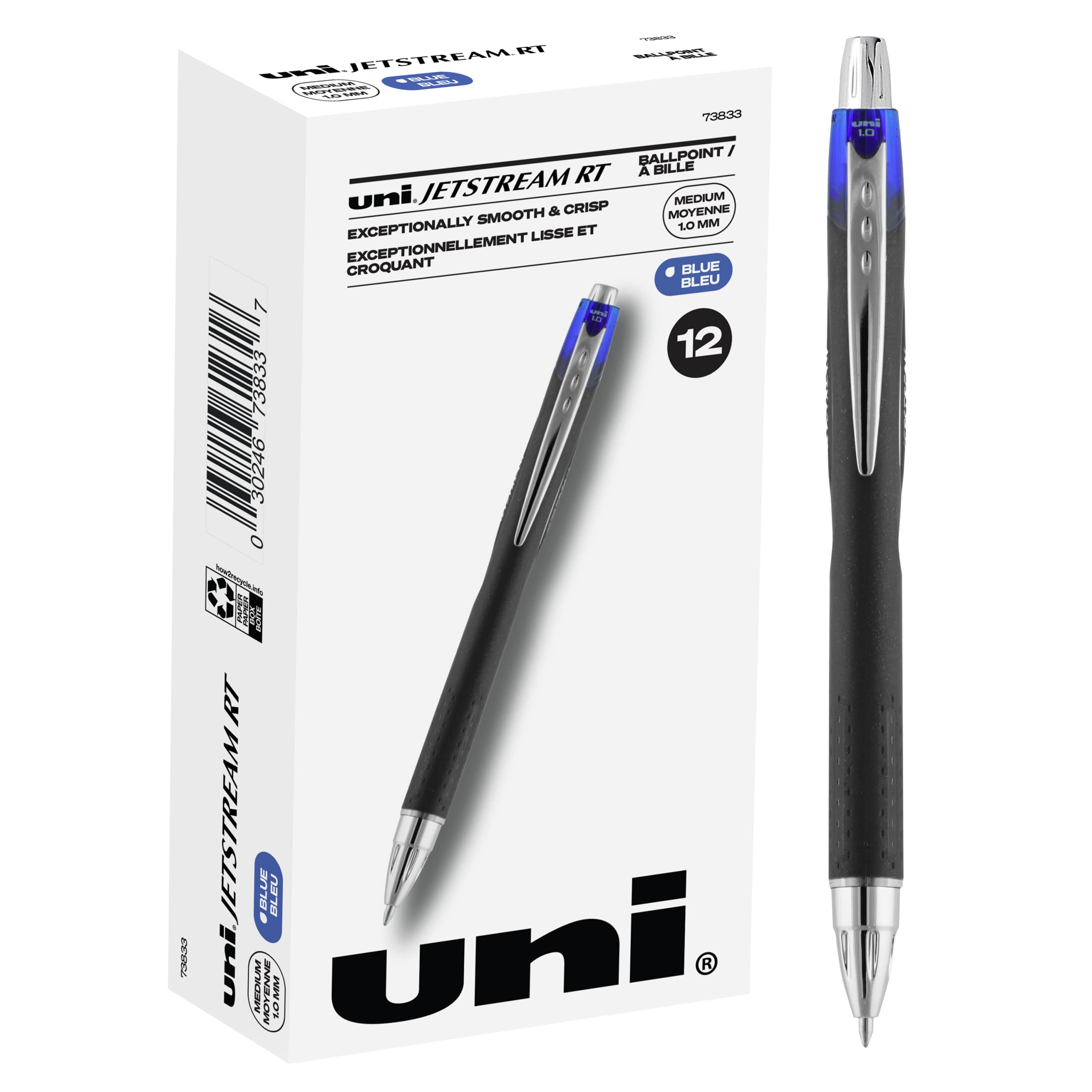 Uni-ball Jetstream RT 1.0mm Bold Blue Ballpoint Pens - 12 Pack | Smooth Writing Office & School Supplies for Note Taking, Journaling & Professional Use