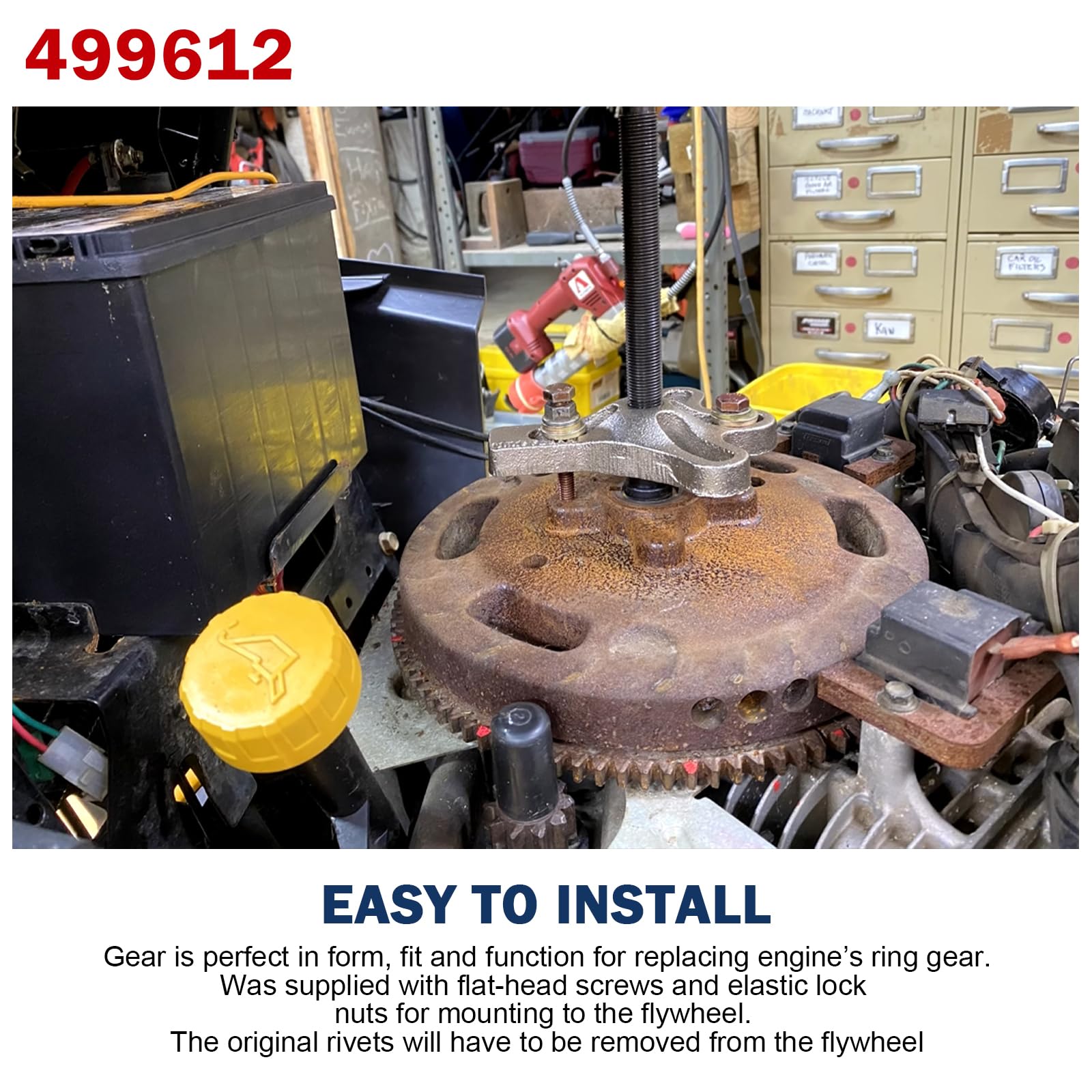 Briggs & Stratton 499612 Ring Gear Replacement - Compatible with Small Mower Engines & Lawn Tractors (Fits Models 499612A, 798616, 798616A, B1499612, ENP700019) - Perfect for Lawn Maintenance & Small Engine Repairs