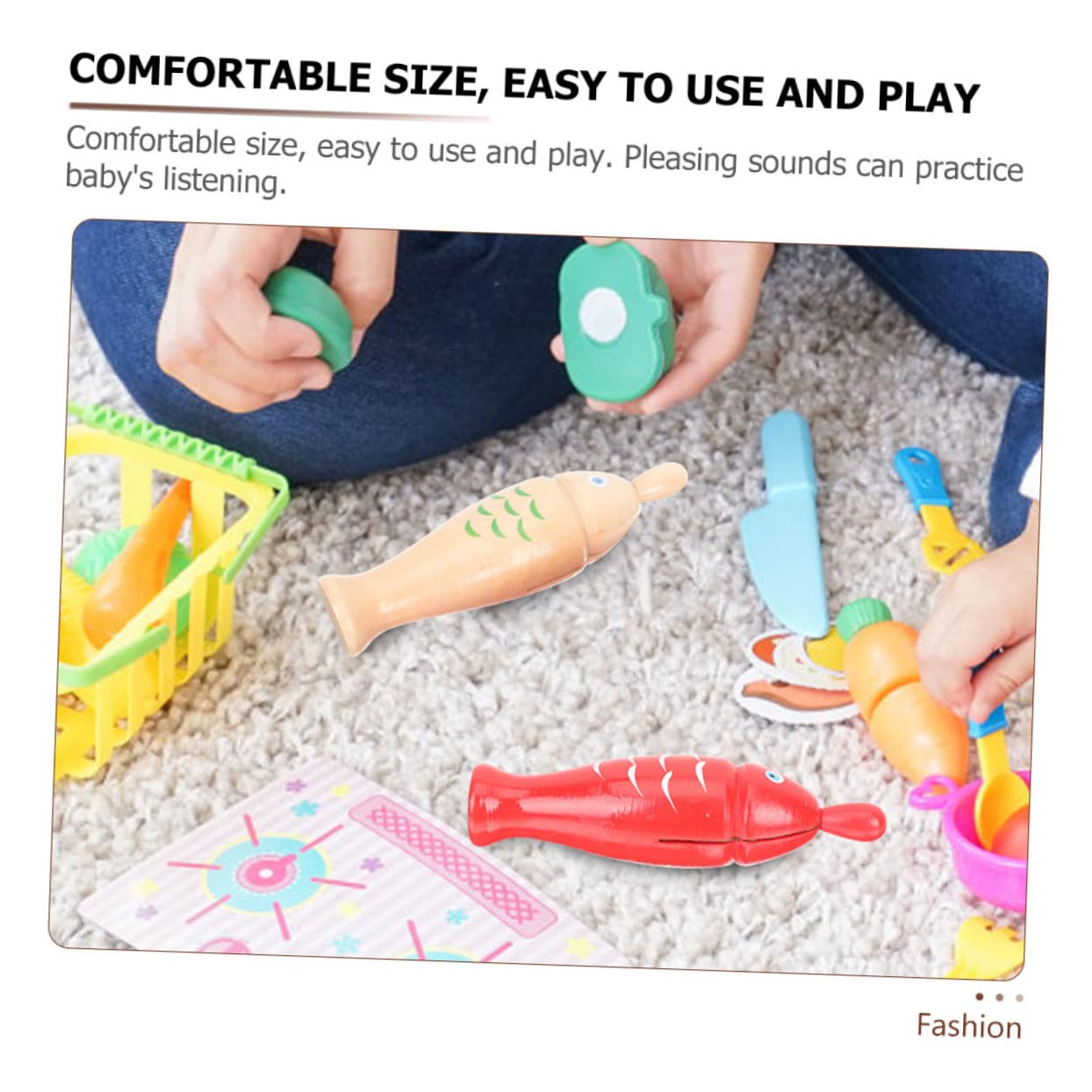 BCOATH Small Wooden Fish Guiro - Musical Instrument Toy for Babies & Kids - Fish Shaped Percussion Toy with Mallet - Early Learning & Sensory Play - Perfect for Nursery, Classroom & Music Time