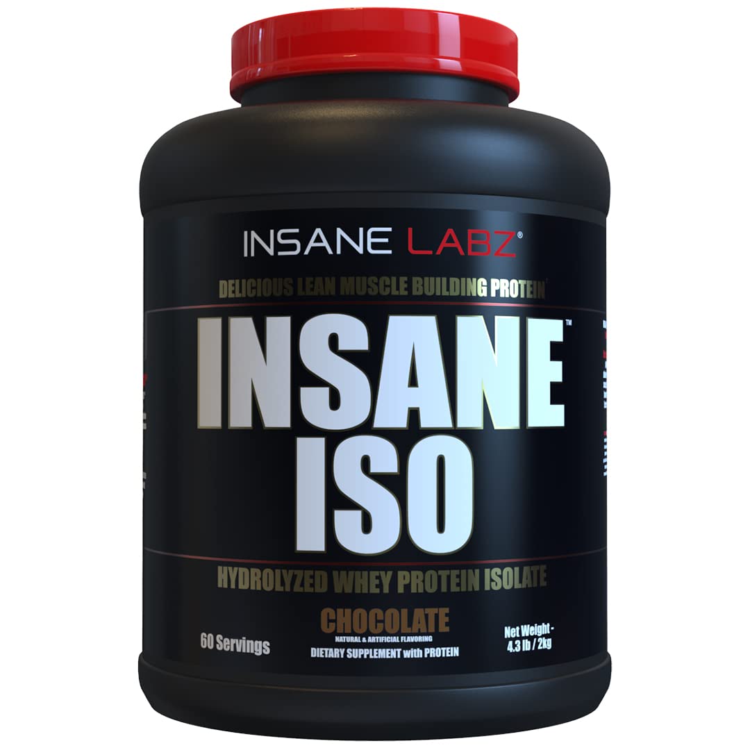 Insane Labz Insane ISO Whey Protein Powder - 25g Hydrolyzed Whey Isolate, 60 Servings, Chocolate Flavor | Post-Workout Recovery & Muscle Building Supplement for Athletes & Fitness Enthusiasts