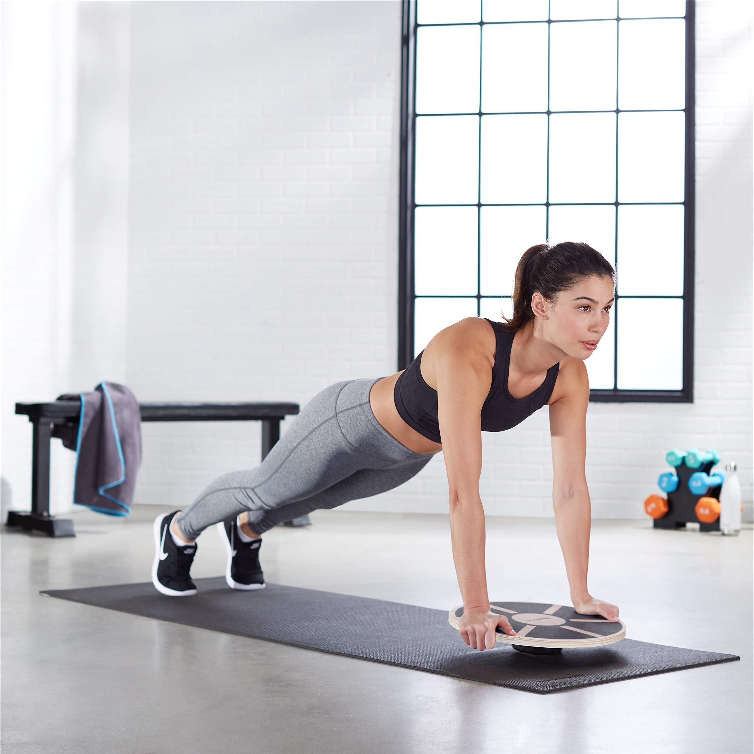 Amazon Basics Wood Wobble Balance Trainer Board - Core Strength & Stability Training for Kids & Adults - Perfect for Home Gym, Office, Yoga & Physical Therapy