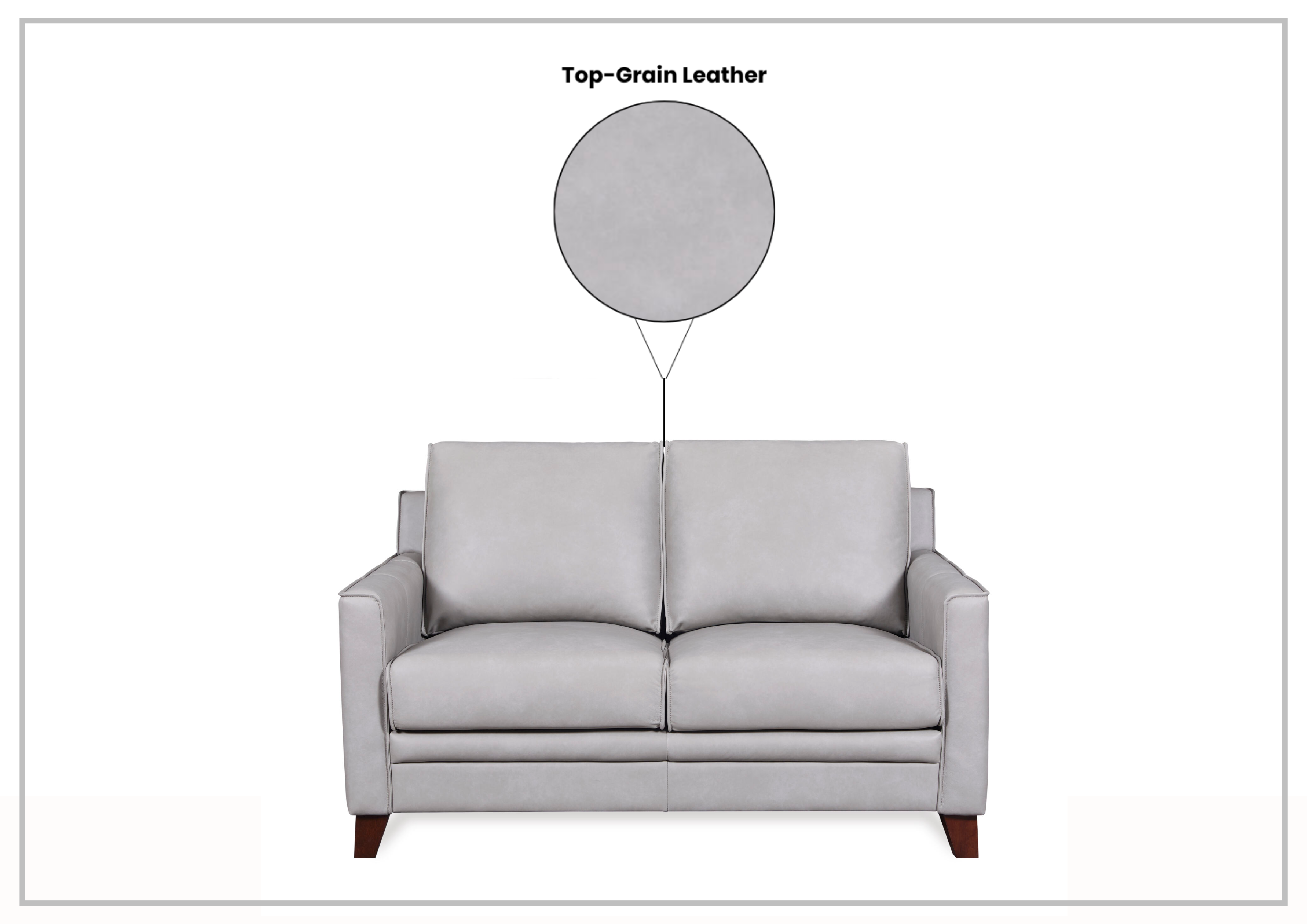Gio Italia Home Samson Genuine Leather Loveseat Sofa in Gray – Luxurious Small Couch for Living Room, Apartment, or Office