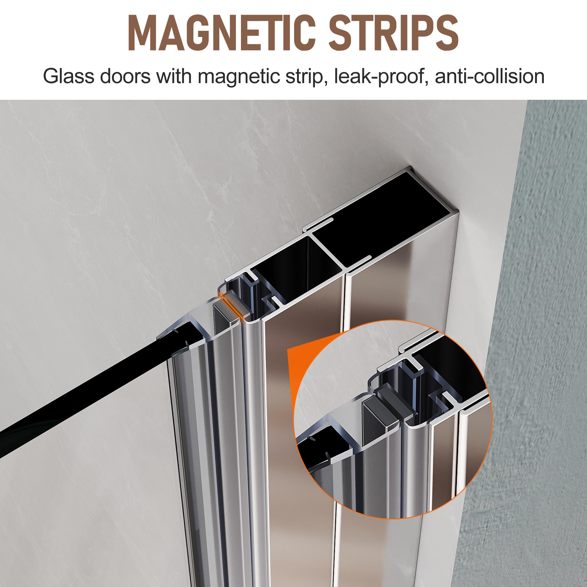 Frameless Bi-Fold Shower Glass Door - 1/4