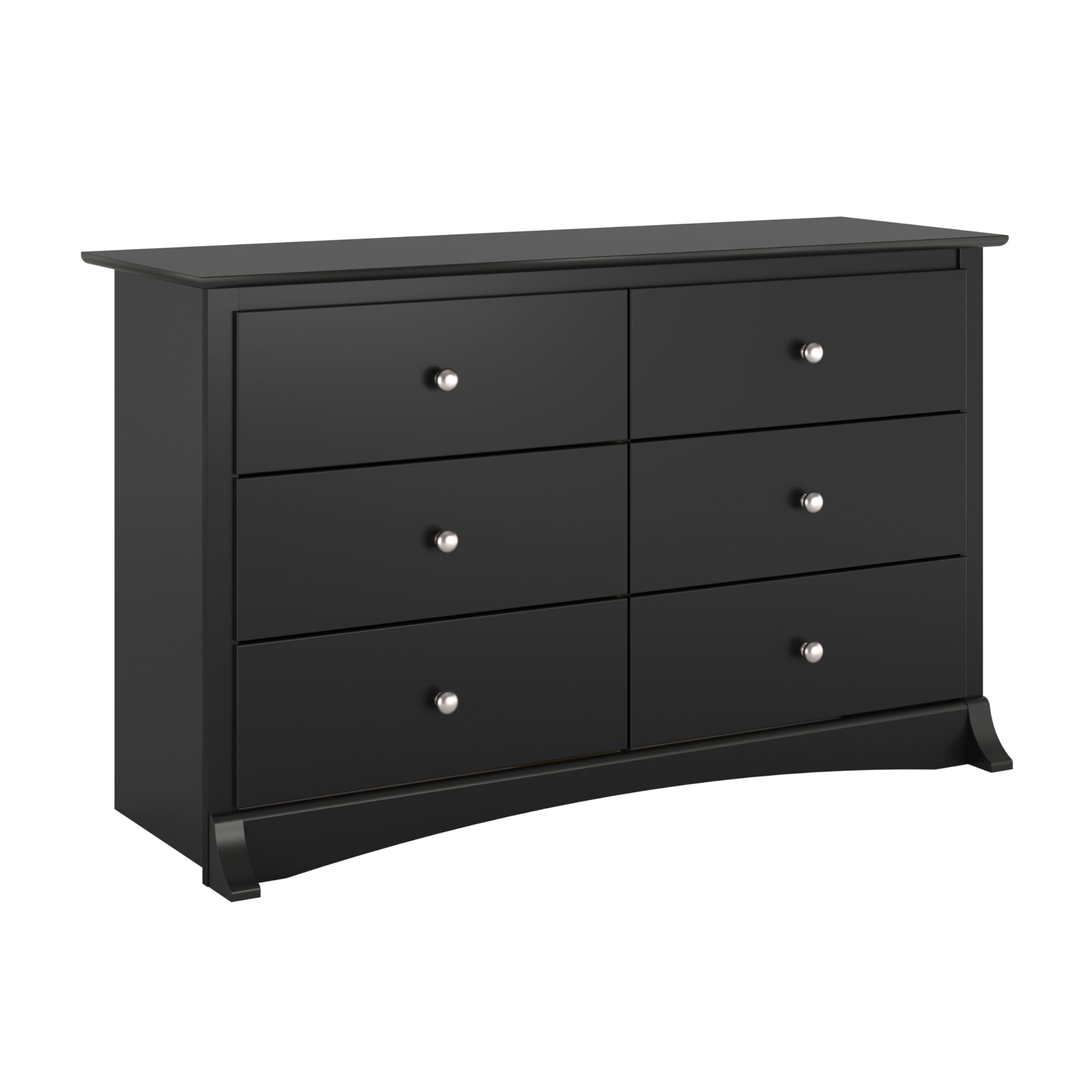 Prepac Sonoma Traditional 6-Drawer Dresser for Bedroom - Black Wooden Chest of Drawers 17.5