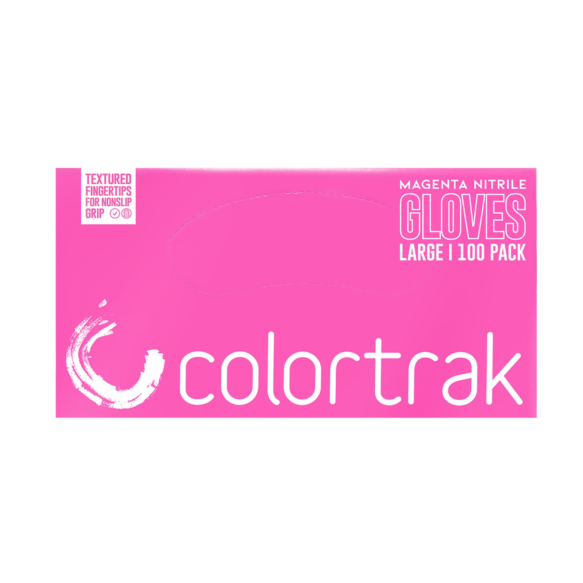Premium Colortrak Nitrile Gloves - 100 Count, Magenta Color, Powder-Free, Disposable, Latex-Free - Ideal for Medical, Food Service, Cleaning & Tattoo Parlors