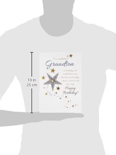 Piccadilly Greetings Traditional Birthday Card for Grandson - Green, 9 x 6 Inches | Perfect for Grandson's Birthday, Anniversary & Special Occasions
