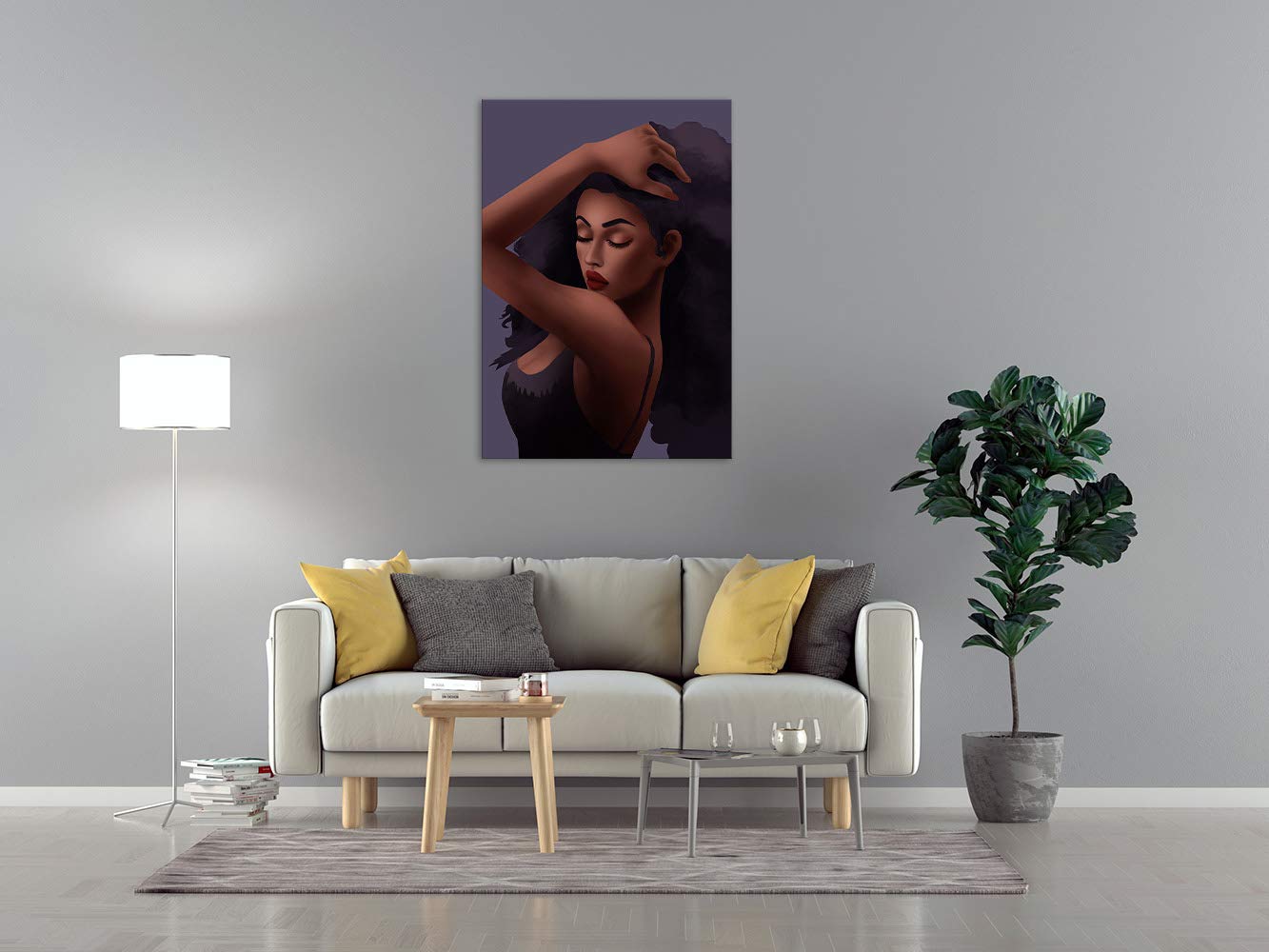 AMEMNY Black Girl Art - African American Wall Decor, Afro Woman Painting, Framed Ready to Hang Canvas Art for Living Room & Bedroom - Empowering Black Women Artwork for Home Office & Gift Giving