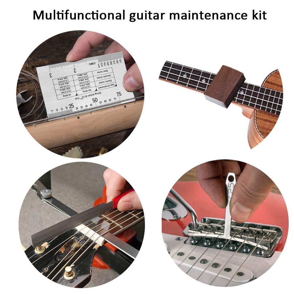 72PCS Professional Guitar Repair & Maintenance Tool Kit with Strings, Picks, Bridge Pins & Gauge - Complete Guitar Accessories Set for Acoustic, Electric Guitar, Ukulele, Bass & Banjo - Perfect for Musicians, DIY Repairs & Home Studio Use