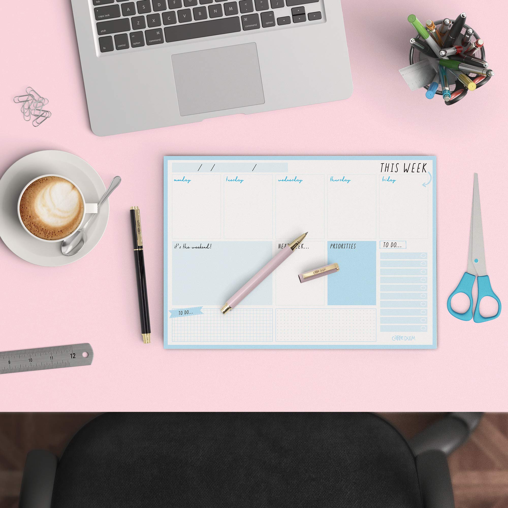 Pukka Pad Carpe Diem Weekly Planner Notebook - Sky Blue A5 Planner for Students, Office & Productivity | Perfect for Scheduling, Goal Setting & Daily Organization