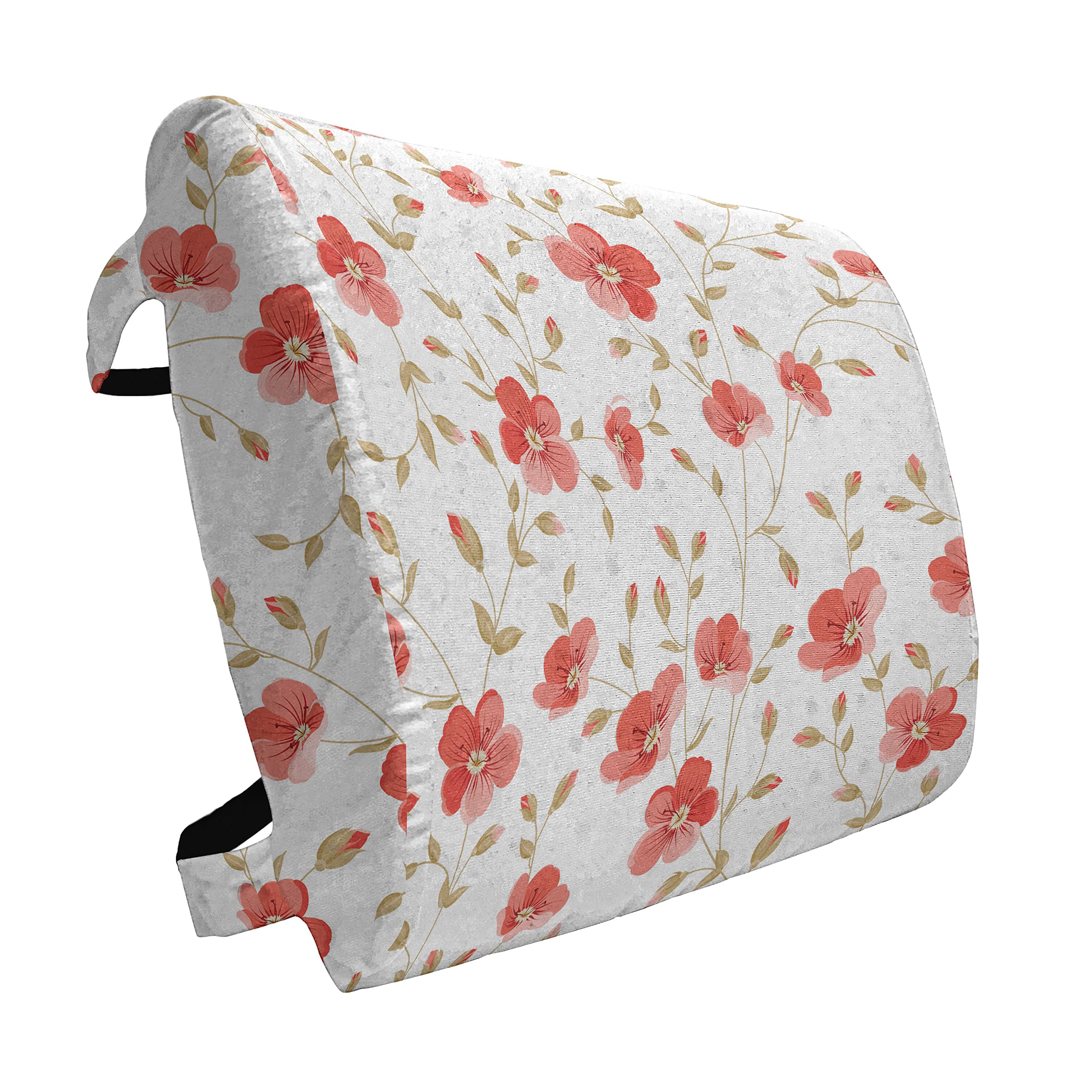 Ambesonne Floral Lumbar Support Pillow - Vintage Peony Design, High-Density Foam for Office Chair & Car Seat, 14