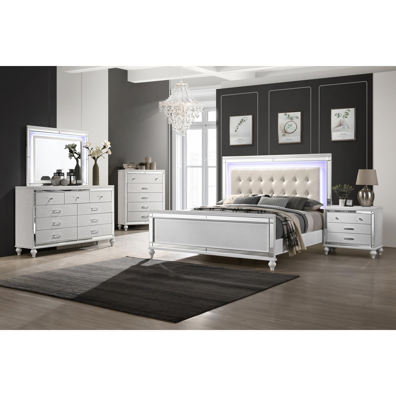 Valentino Solid Wood 3-Drawer Nightstand - Classic White Bedside Table for Bedroom, Living Room & Office Furniture