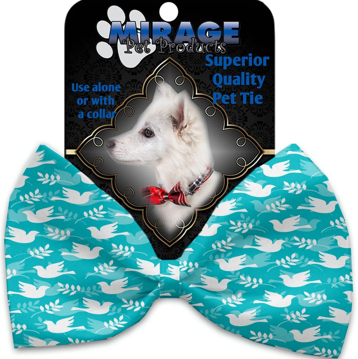 Hope and Peace Pet Bow Tie Collar Accessory with Velcro - Adjustable Dog Cat Neckwear for Weddings, Parties & Photo Shoots