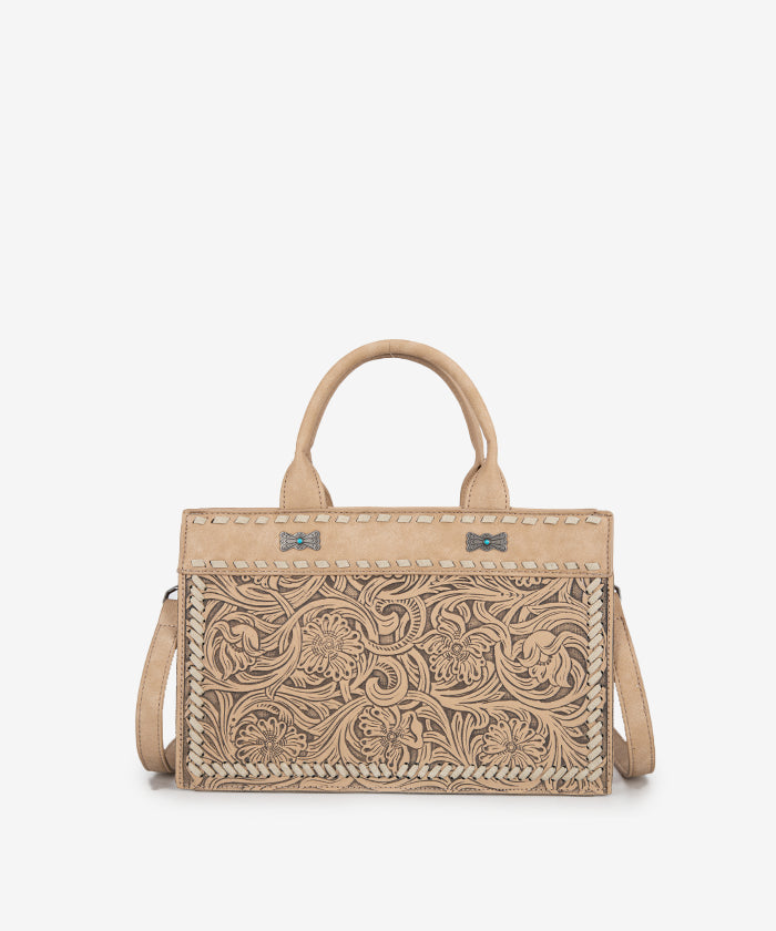 Montana West Floral Tooled Leather Tote Bag Set for Women - Stylish Handbag for Work, Travel & Everyday Use