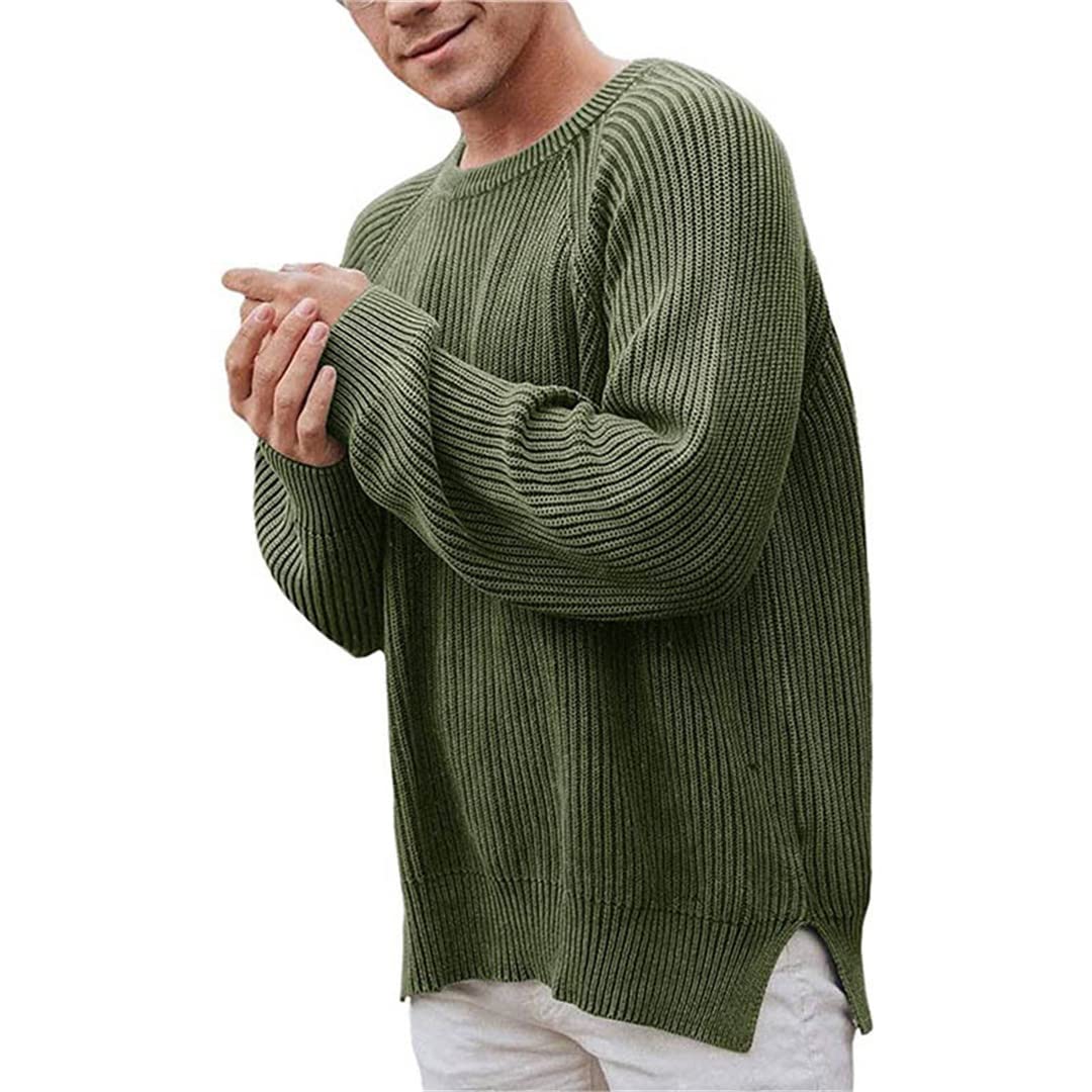 Men's Slim Knit Pullover Sweater - Winter Casual Wear for Outdoors