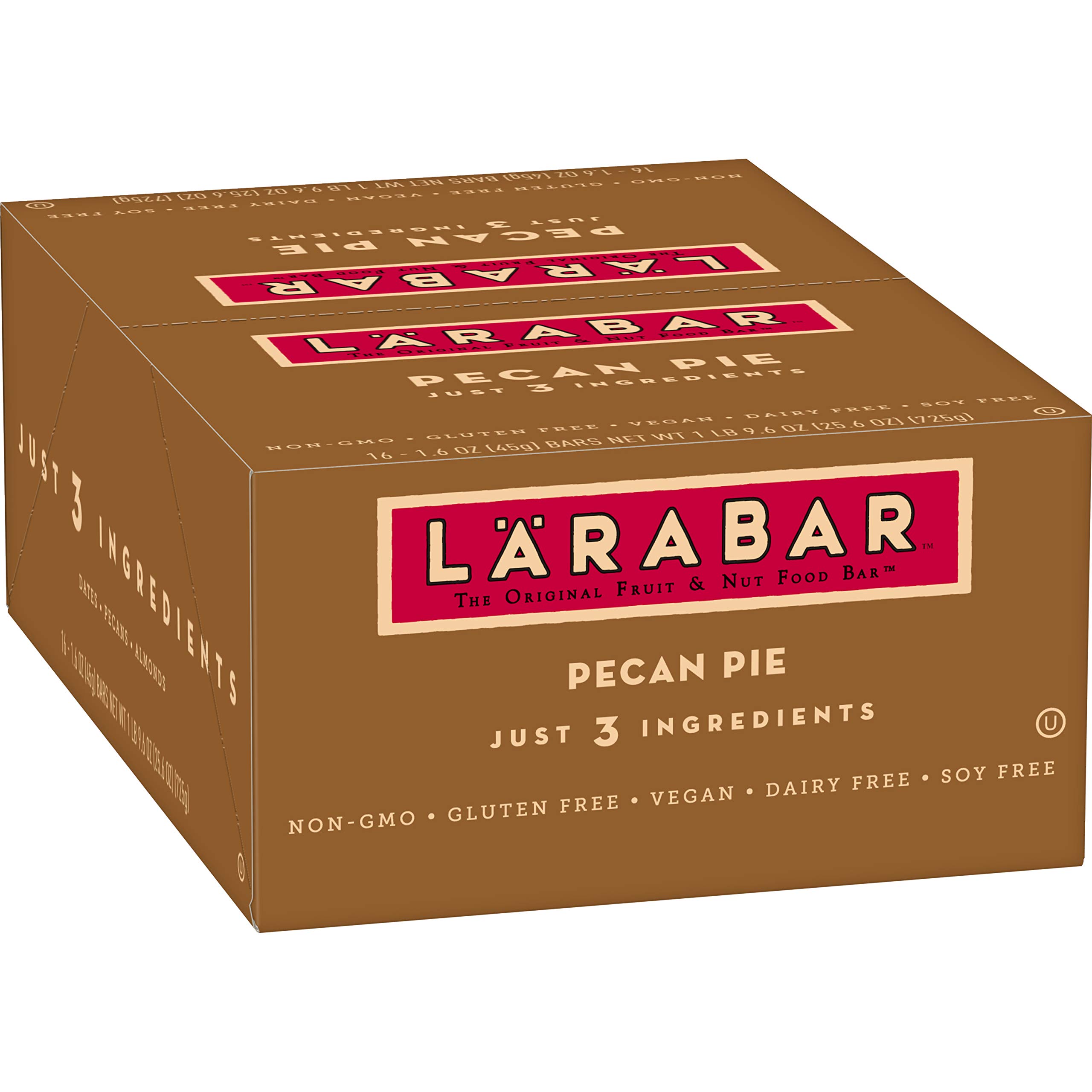 Larabar Gluten Free Vegan Snack Bars - Pecan Pie & Lemon Flavors (16 Pack, 1.6 oz Each) | Dairy Free Whole Food Energy Bars for Hiking, Travel & Healthy On-the-Go Snacking