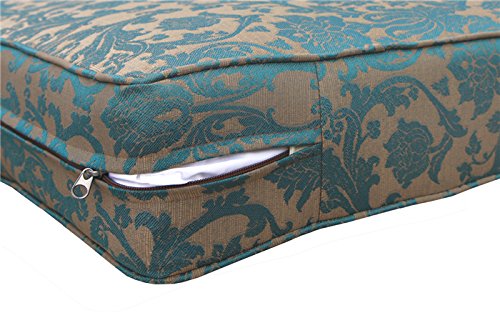 BOSSIMA Indoor Outdoor Deep Seat Chair Cushion Set - Spring Summer Seasonal Replacement Cushions in Blue Brown Damask Pattern - Perfect for Patio, Deck, Garden, and Living Room Furniture