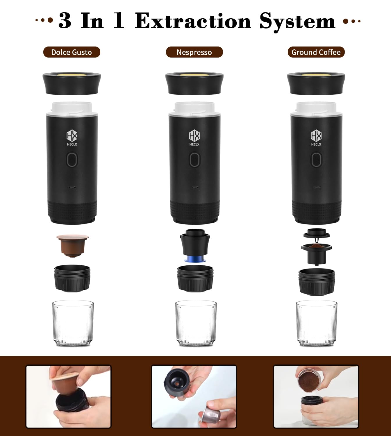 Portable Electric Espresso Machine - Travel Coffee Maker for Camping, Car, RV & Office - Self-Heating Coffee Brewer Compatible with Ground Coffee & Nespresso Capsules - Perfect for Outdoor Adventures, Road Trips & Home Use (African Totem Design)