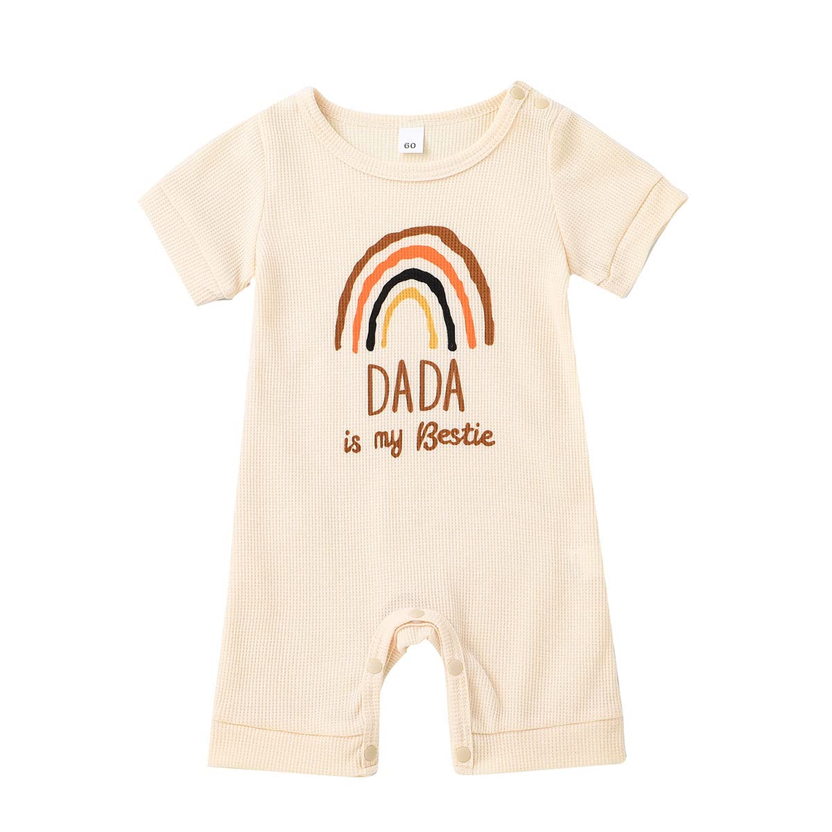 Newborn Baby Girl & Boy Rainbow Romper - Waffle Knit Jumpsuit for Summer - Matching Family Outfits for Mom & Dad - Perfect for Family Photos & Outdoor Activities