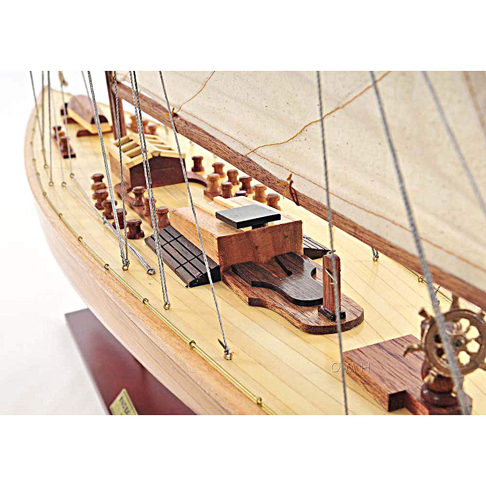 Old Modern Handicrafts Endeavour 40 Yacht Model - Premium Wooden Ship Replica for Home & Office Decor, Nautical Gifts, and Collectors - Perfect for Display in Living Rooms, Studies, and Yacht Clubs
