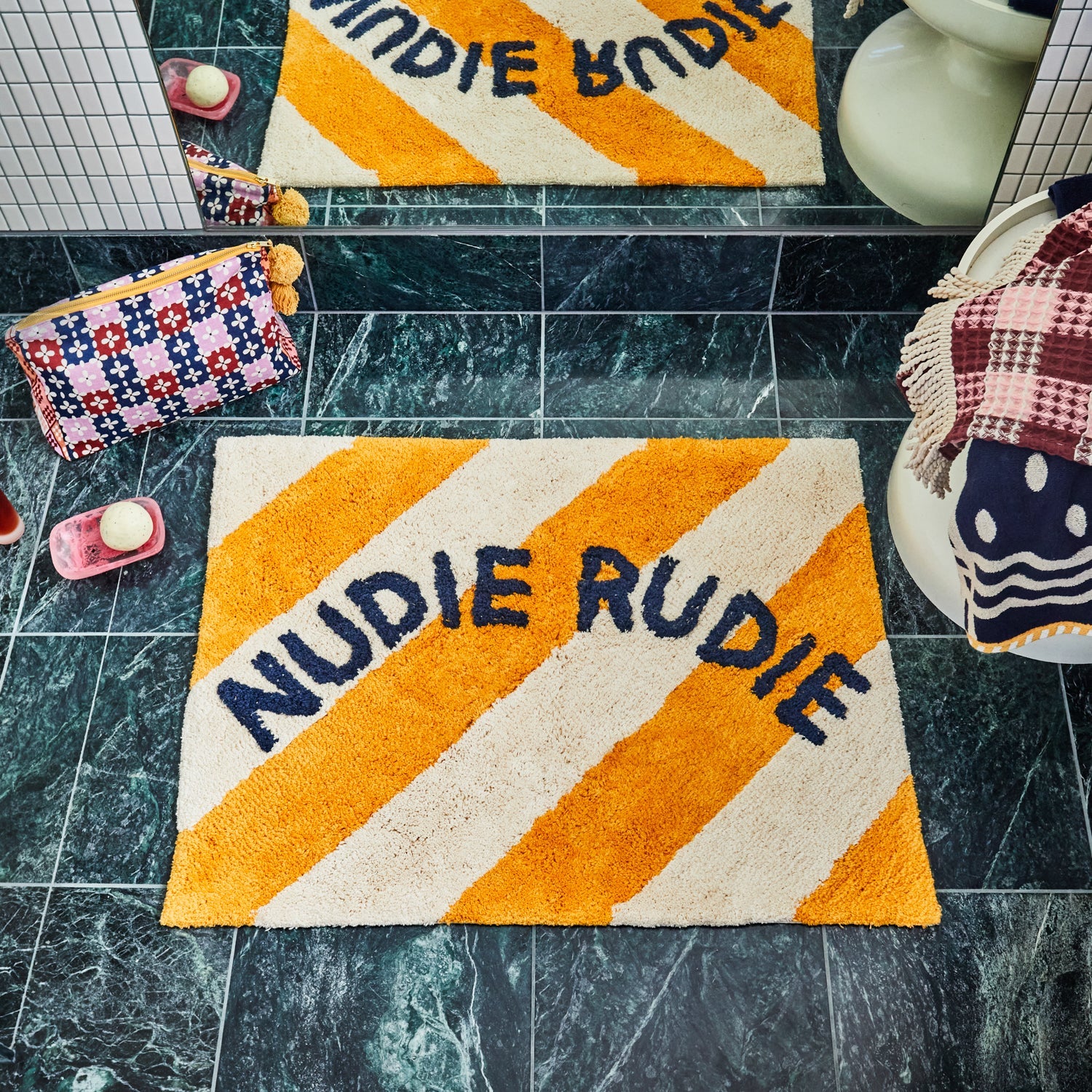 Premium Nudie Bath Mat - Soft Absorbent Non-Slip Bathroom Rug - Marigold Yellow - Perfect for Bathroom, Spa & Shower Floor Decor