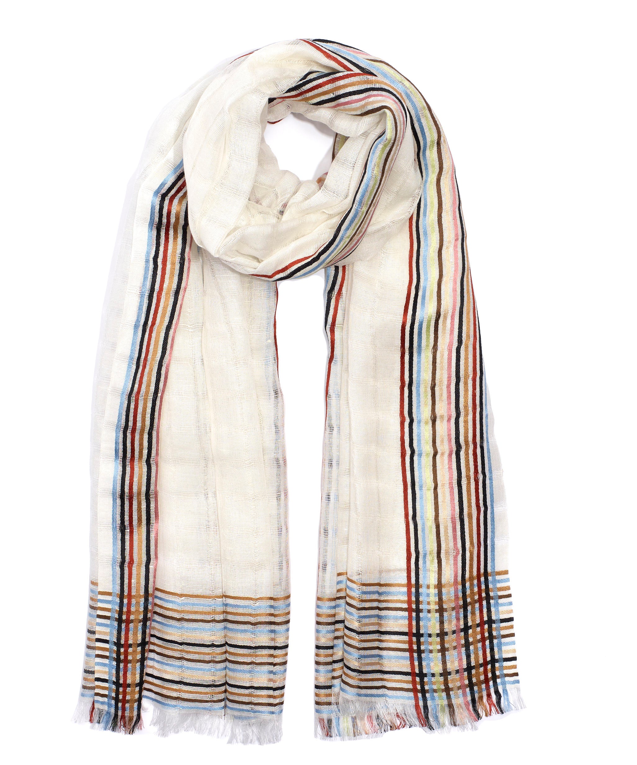 Stripe Border Wrap - Stylish and Versatile Fashion Scarf for Women, Perfect for Casual Outfits, Office Wear, and Evening Events
