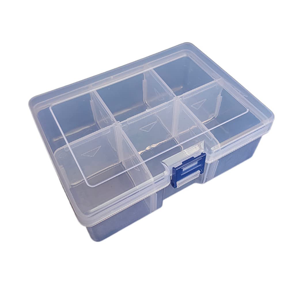 2-Piece Clear Plastic Organizer Box with Adjustable Dividers - Jewelry Storage, Beads, Earrings, Fishing Tackle & Tool Organizer - Removable Grids for Custom Compartments - Perfect for Craft Rooms, Workshops & Travel Accessories Organization