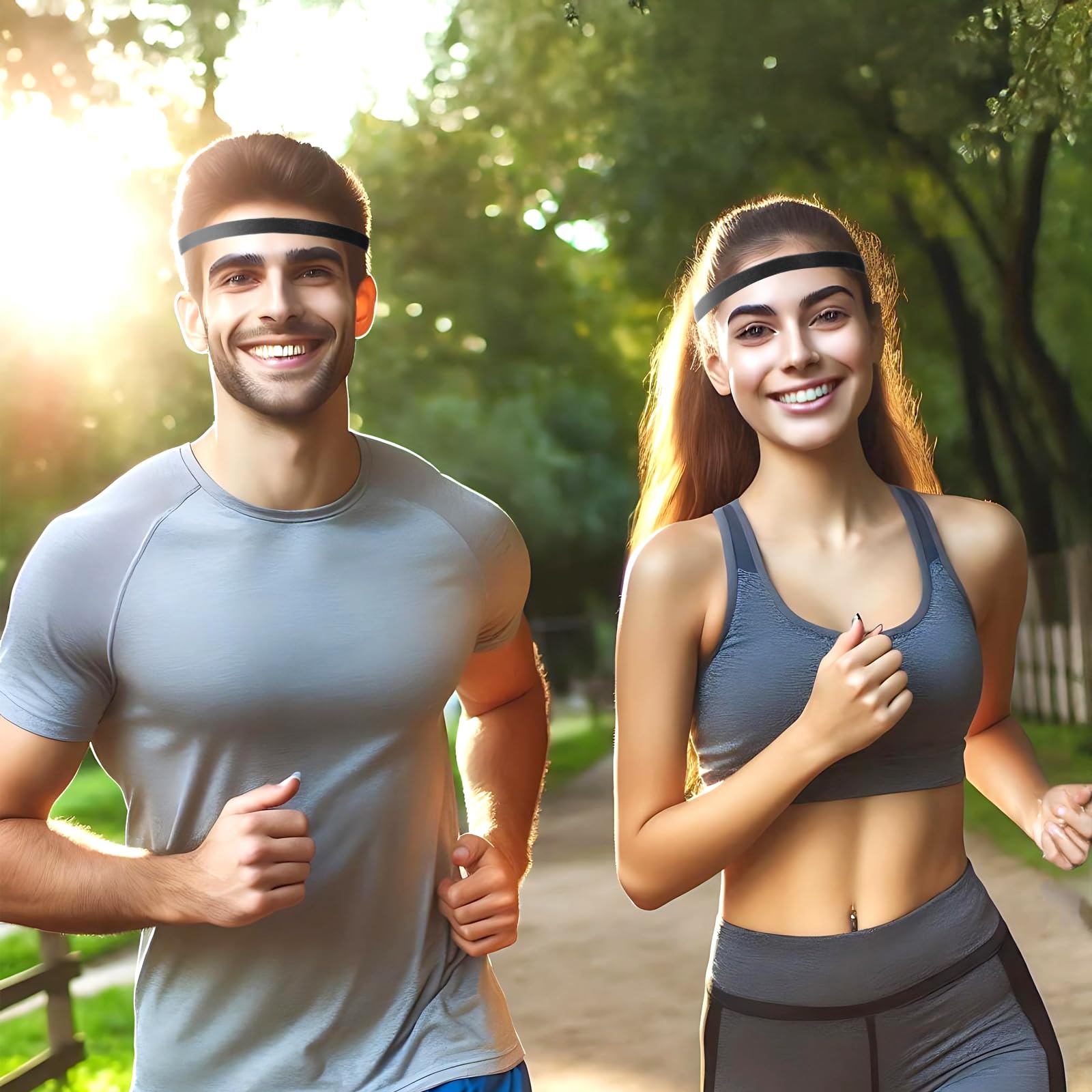 6 Pack Adjustable Elastic Sports Headbands for Women & Men - Non-Slip Thin Soccer Headbands for Running, Yoga, Workout & Exercise - Perfect Hair Accessories for Active Lifestyles (Black)