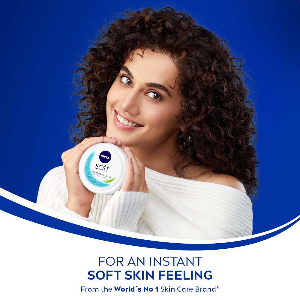 NIVEA Soft Light Moisturizing Cream with Vitamin E & Jojoba Oil - 200ml for Face, Hands & Body | Non-Greasy, Hydrating Skincare for Daily Use & Dry Skin Relief