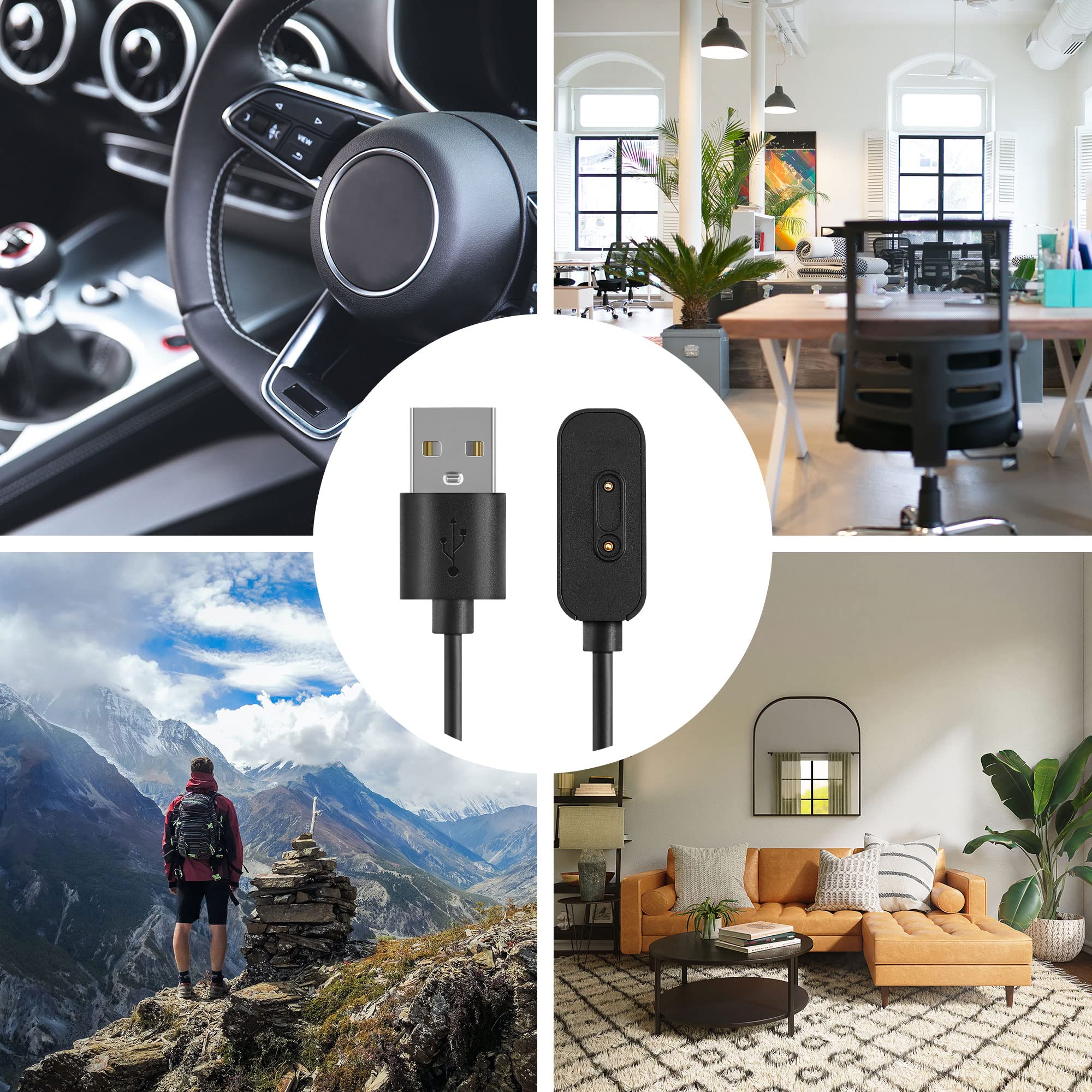 kwmobile USB Charger Cable for XPLORA X5, X5 Play & X4 Smartwatch - Fast Charging Cord - Black | Perfect for Home, Office & Travel Use