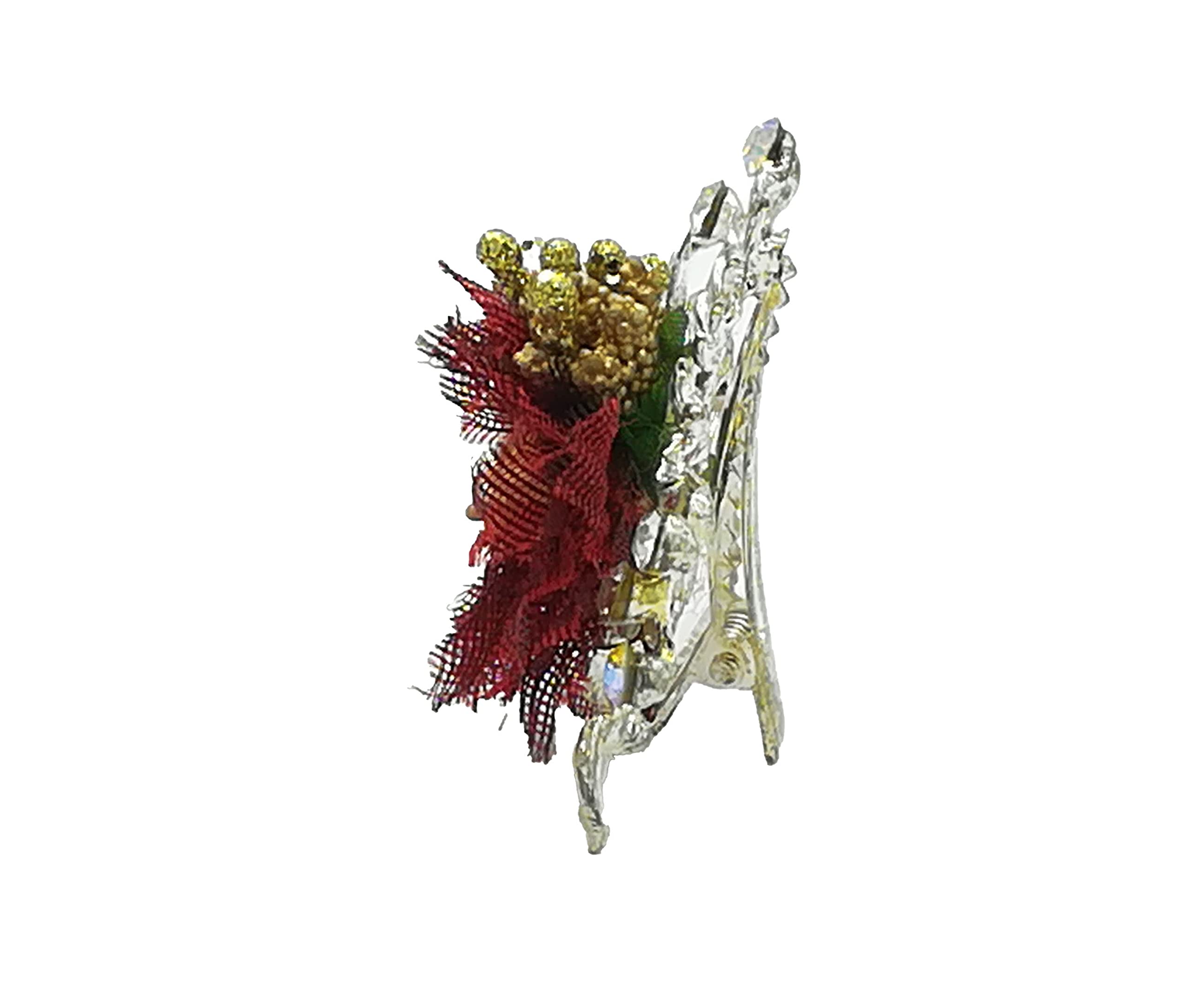 Kanthan Lotus Floral Stone Hair Clips Barrettes - Elegant Hair Accessories for Women & Girls (Maroon) - Perfect for Weddings, Parties & Everyday Styling
