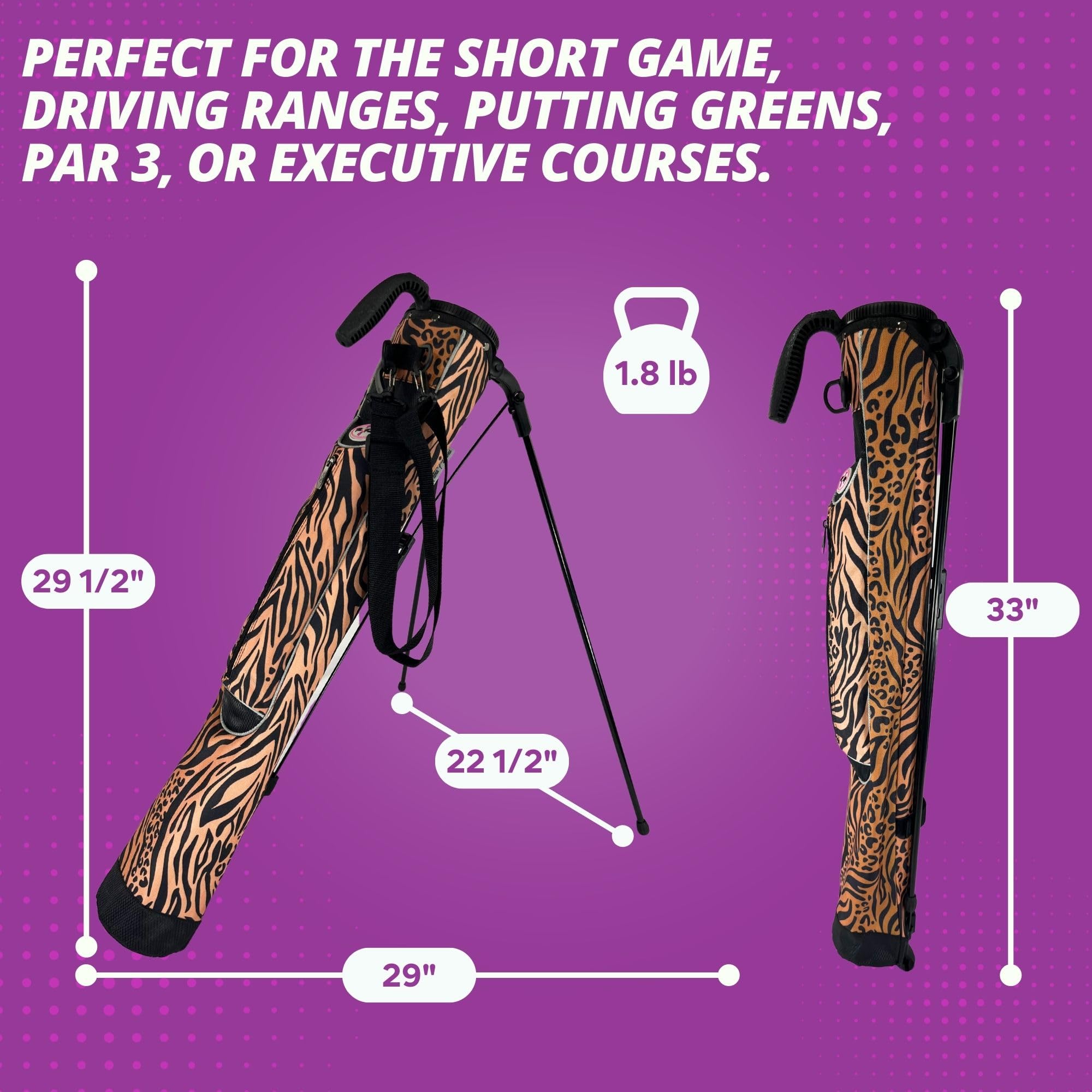 Women's Ultralight Sunday Golf Bag – Taboo Fashions Stand Bag with Self-Flexing Stand & Adjustable Strap | Perfect for Range, Par 3 & Executive Courses | Lightweight Carry for Casual Golfing & Practice Sessions