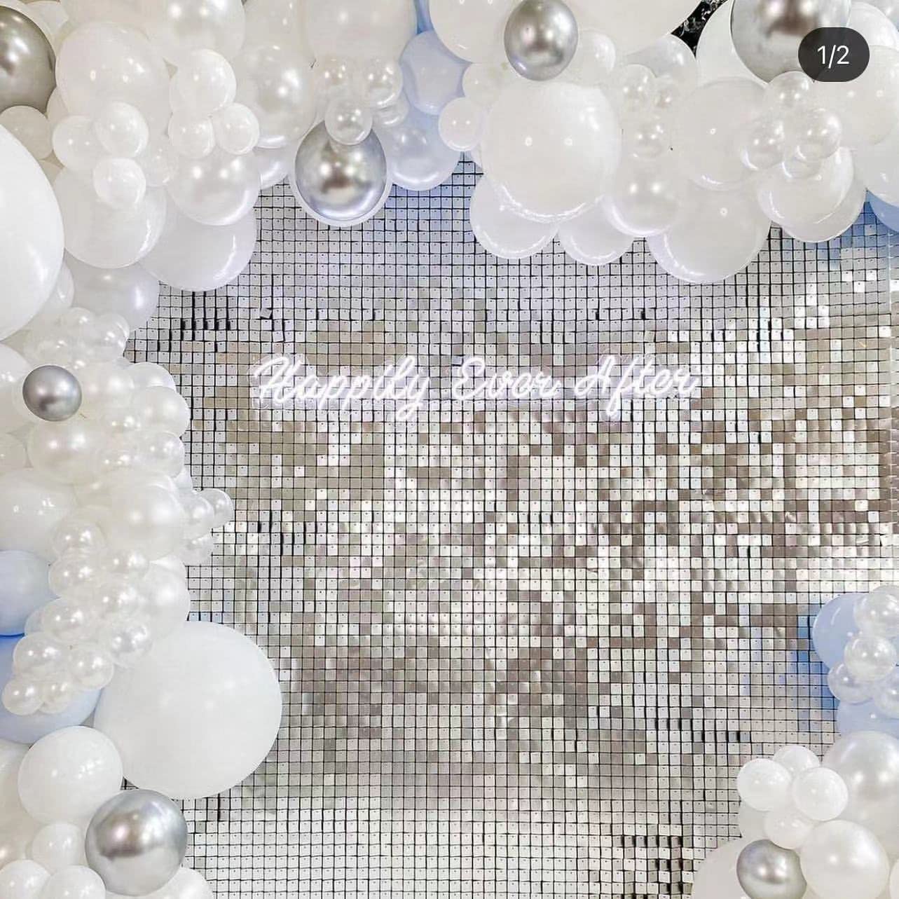 24-Panel Square Sequin Shimmer Wall Backdrop - Easy Setup Party Decor for Weddings, Anniversaries, Birthdays & Bachelorette Parties | Perfect for Photo Booths, Stage Backgrounds & Event Decorations