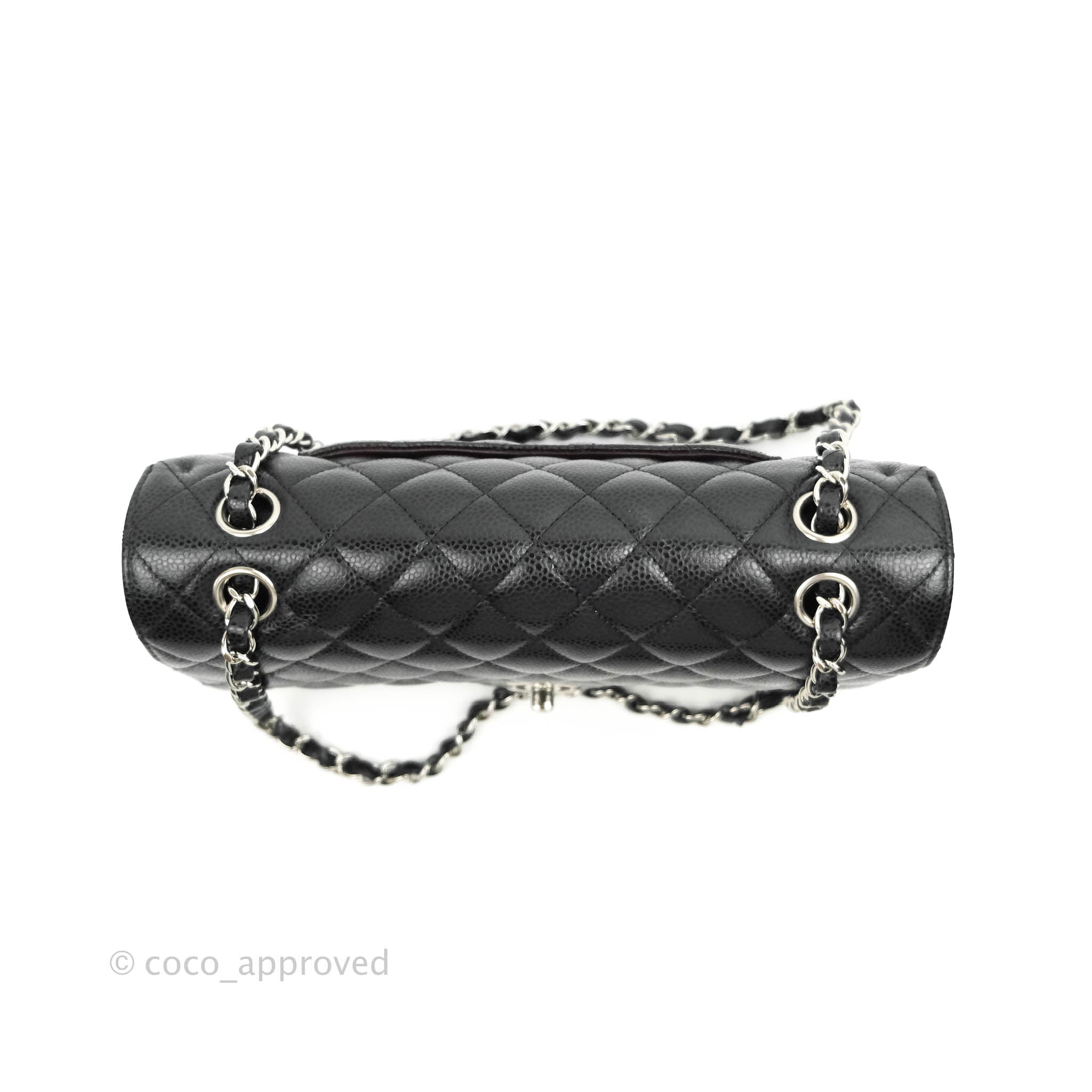 Chanel Classic Double Flap M/L Black Caviar Leather Bag with Silver Hardware - Luxury Designer Handbag for Women, Perfect for Work, Evening Events & Special Occasions