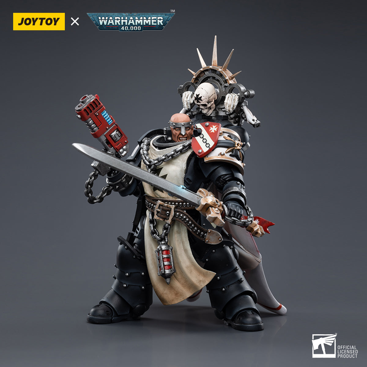 1/18 Scale JOYTOY Warhammer 40K Black Templars Action Figure Set (3pcs) - Perfect for Collectors, Tabletop Gaming & Display
