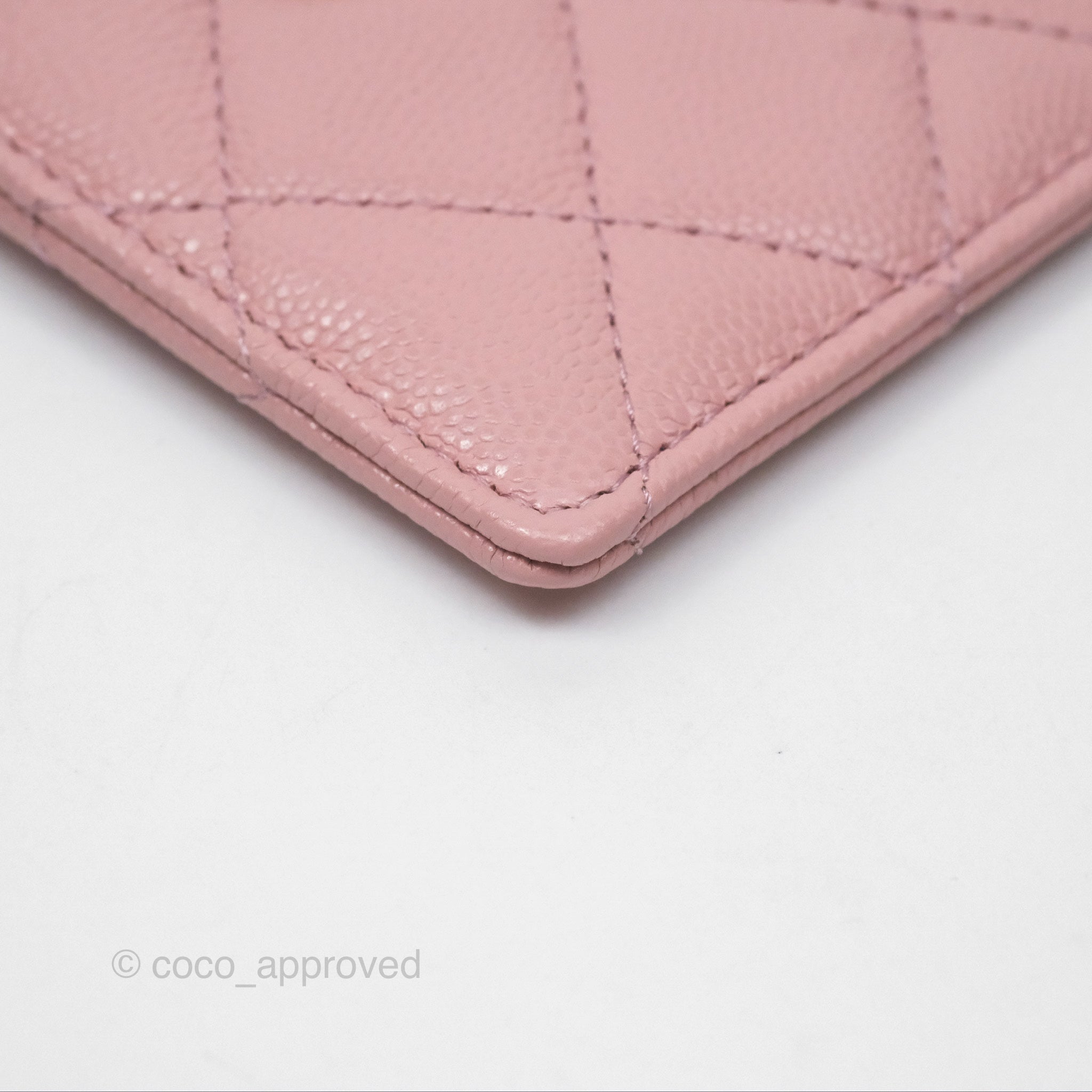 Chanel CC Resin Stone Card Holder in Pink Caviar with 23K Gold Accents - Luxury Compact Wallet for Credit Cards & ID (Perfect for Everyday Use & Gift Giving)