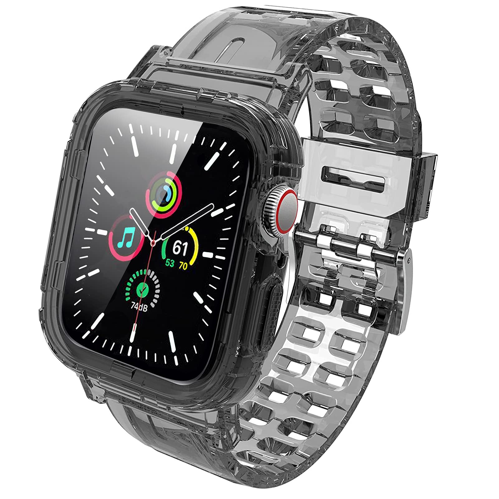 Clear Protective Case for Apple Watch 40mm 38mm - Shockproof Drop-Proof TPU Cover with Adjustable Sport Band for iWatch Series 6/5/4/3/2 - Perfect for Gym, Running & Outdoor Activities