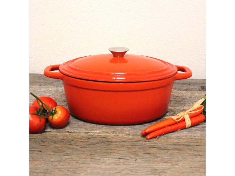 BergHOFF Neo 5-Piece Cast Iron Dutch Oven Set with 10-Inch Fry Pan, 3-Quart & 5-Quart, Orange Enameled Cookware - Perfect for Braising, Stewing, Baking & Camping Cooking