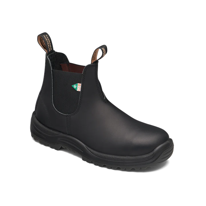 Blundstone 163 Premium Leather Work & Safety Boots for Men - Black Steel Toe, Slip Resistant, Comfortable for Construction & Outdoor Work