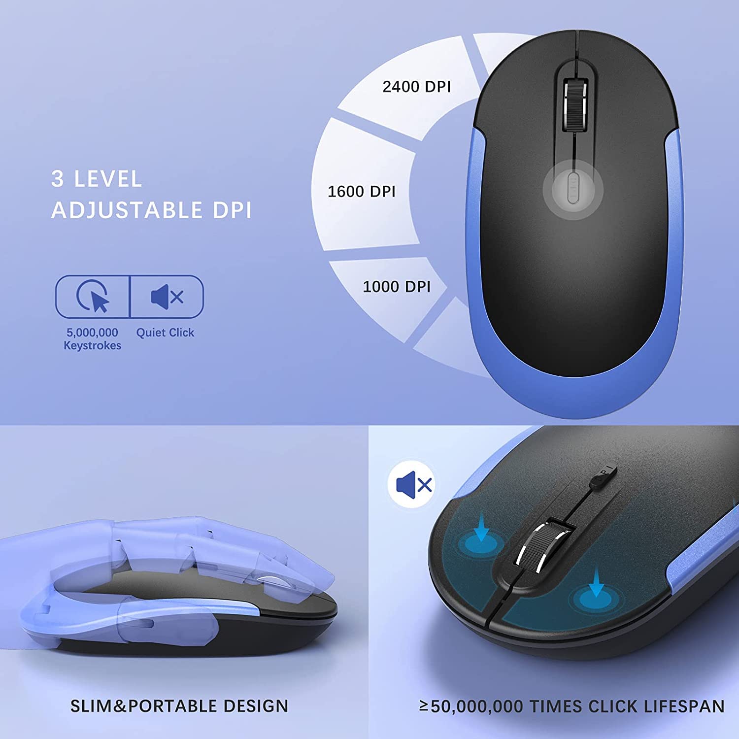 Wireless Keyboard and Mouse Combo - 2.4GHz Ergonomic Slim USB Set with Receiver for Windows PC/Laptop - Perfect for Office, Home & Gaming (QWERTY UK Layout)