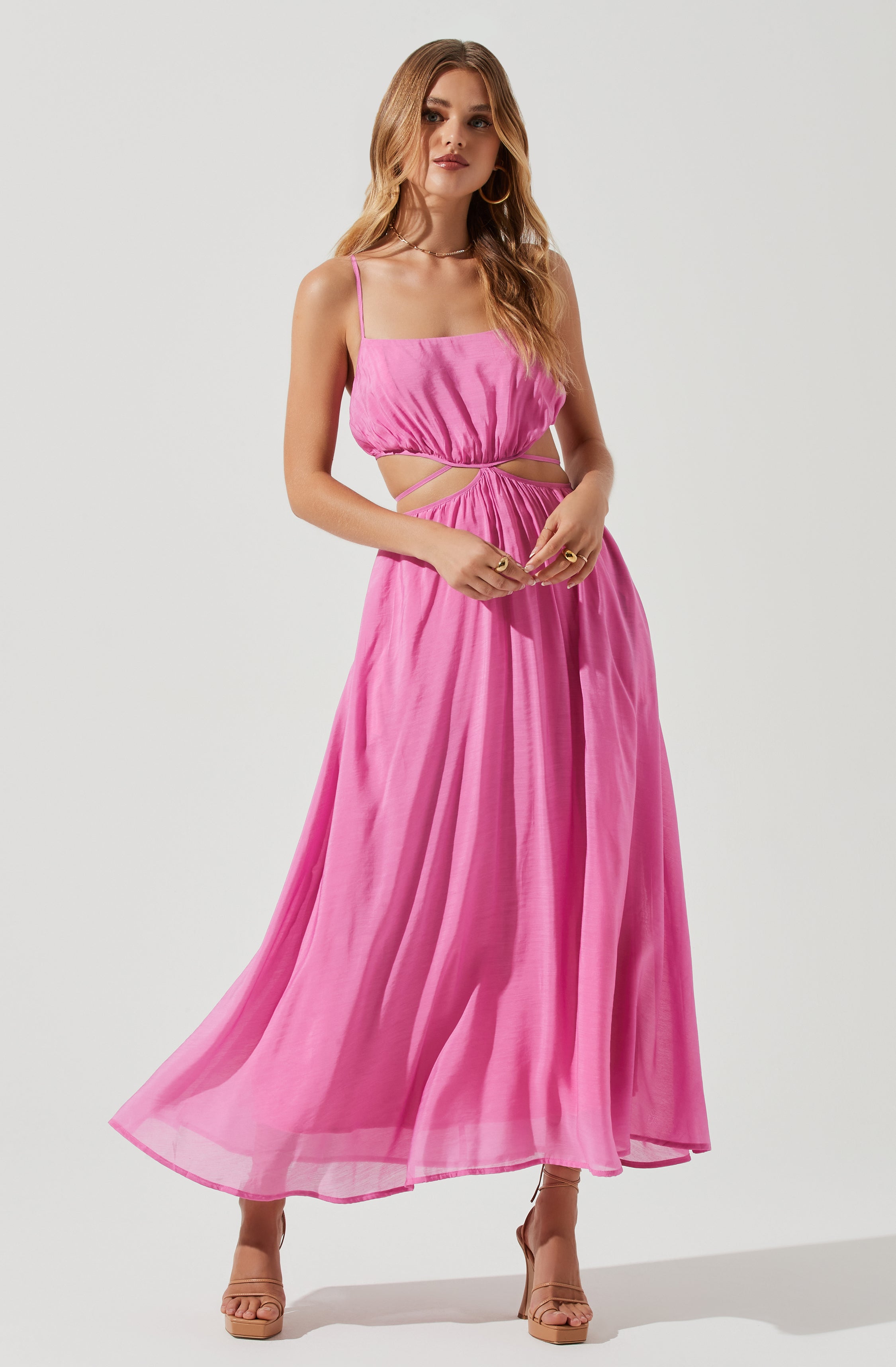 Sanger Cutout Midi Dress - Women's Sexy Summer Floral Dress with Side Cutouts | Perfect for Beach Vacations, Date Nights & Cocktail Parties