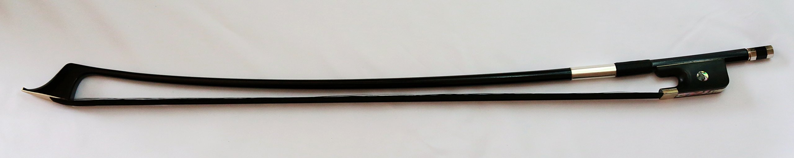 Premium 3/4 Carbon Fiber Bass Bow with Ebony Frog - French Style Violin Bow with Natural Black Horsehair - Perfect for Professional Musicians & Orchestra Performances
