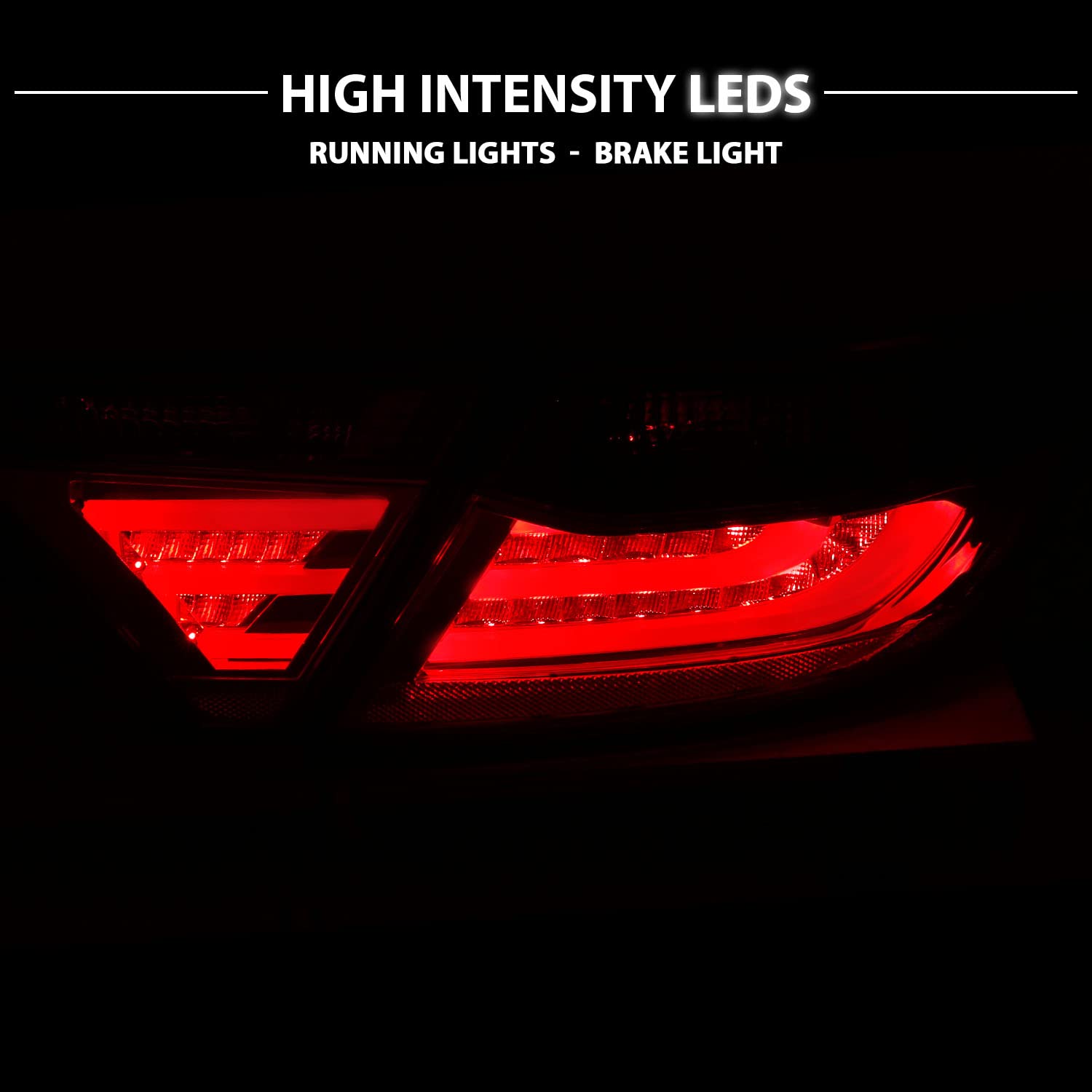 AmeriLite Red Smoke LED Parking Light Bar & Brake Tail Lights Pair - Compatible with 2015-2016 Toyota Camry 4-Door Sedan | Enhanced Visibility & Style for Night Driving & Custom Car Mods