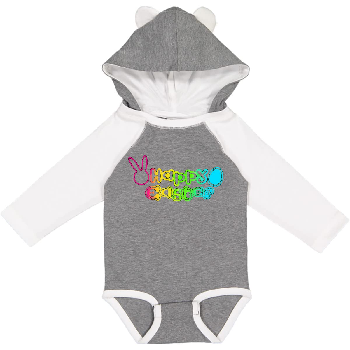 Inktastic Happy Easter Rainbow Letters Long Sleeve Baby Bodysuit - Adorable Easter Outfit for Infants, Photo Shoots & Holiday Celebrations