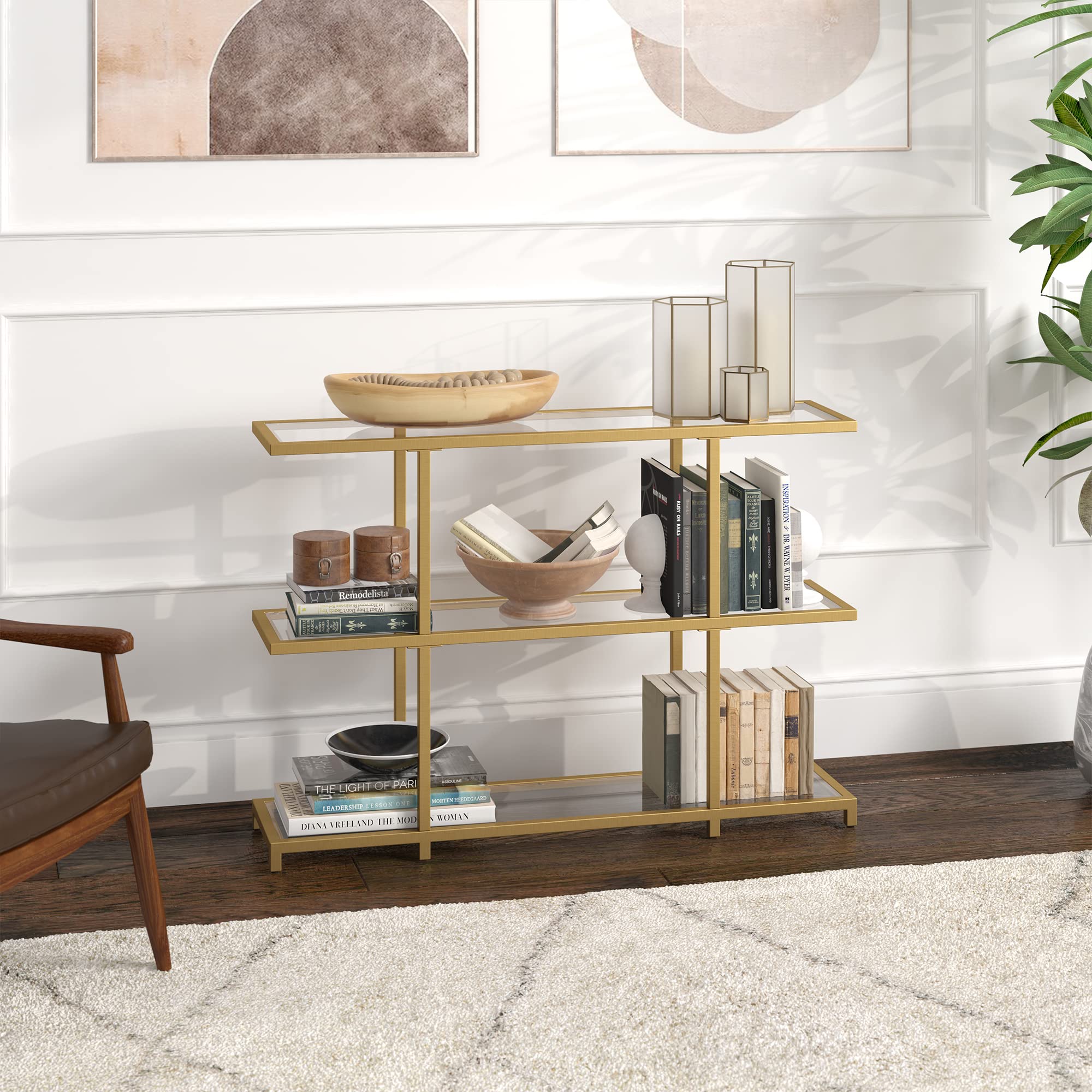 42'' Wide Rectangular Brass Console Table - Modern Entryway & Hallway Furniture for Living Room Decor | Greenwich Home Collection