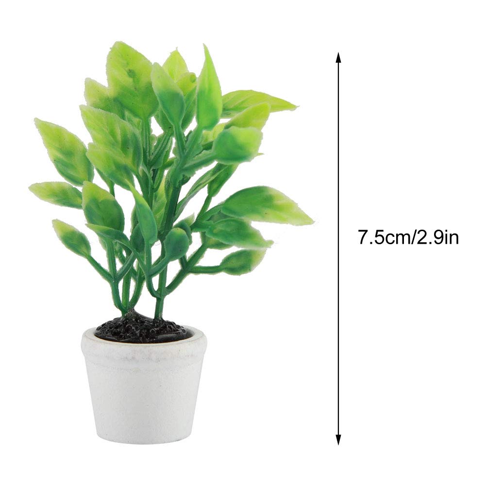 Fdit Artificial Miniature Green Plant Bonsai - Fake Potted Plant for Home, Office, Garden Decor - Perfect for Tabletop, Shelf, and Indoor Greenery Decorations