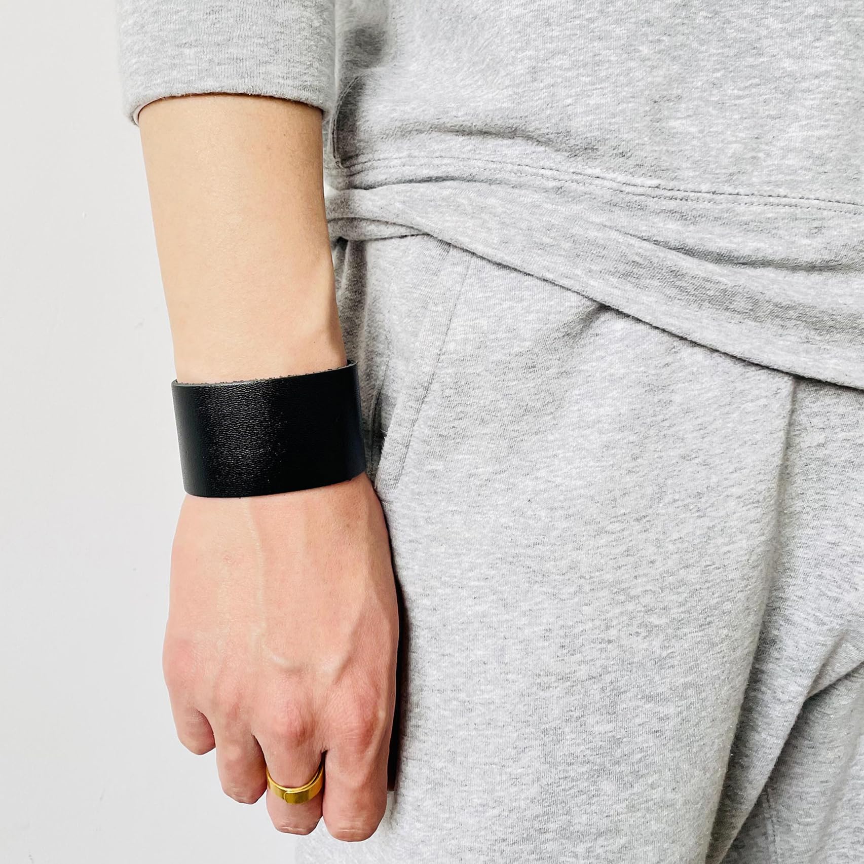 Punk Rock Wide Faux Leather Wristband - Retro Adjustable Snap Bracelet Arm Band Cuff for Men & Women - Perfect for Concerts, Festivals and Gothic Fashion Accessories