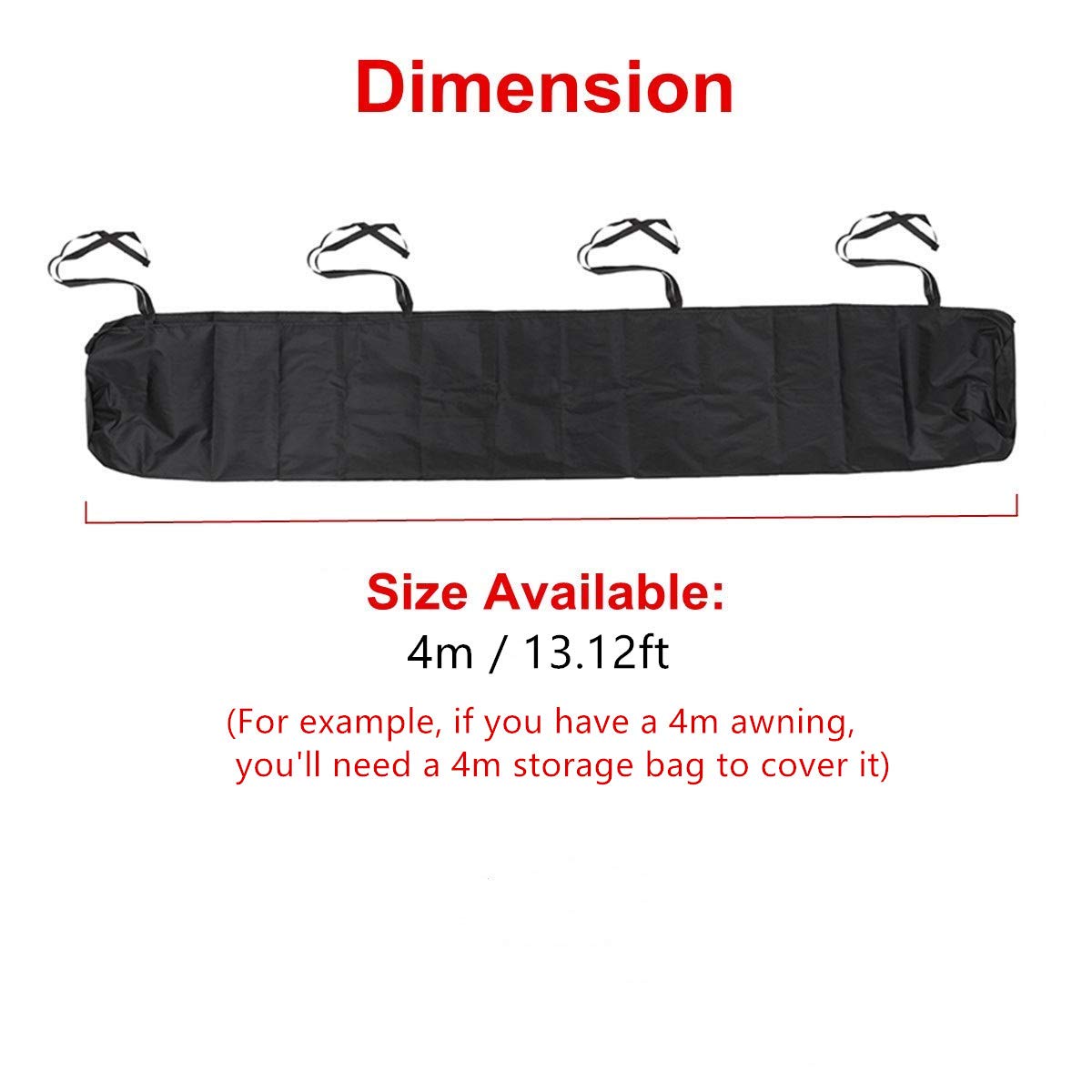 Outdoor Awning Cover Storage Bag - 4m/13ft Black for Sun & Snow Protection - Garden Use